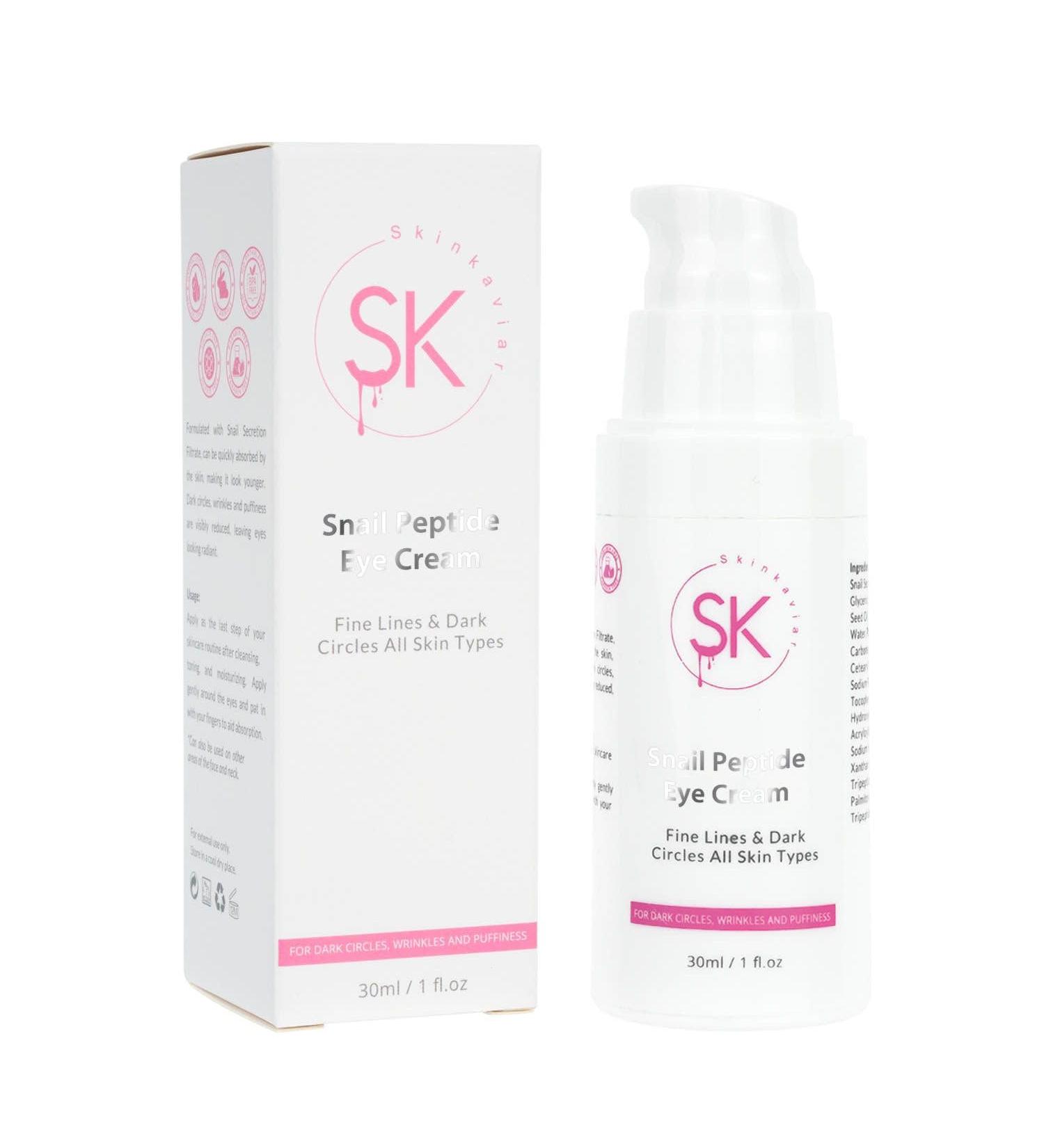 Snail Peptide Eye Cream - 73.7% Snail Mucin & Niacinamide | Brightening Korean Night Cream for Fine Lines & Dark Circles - 30ml - Buy Online on GoSupps.com