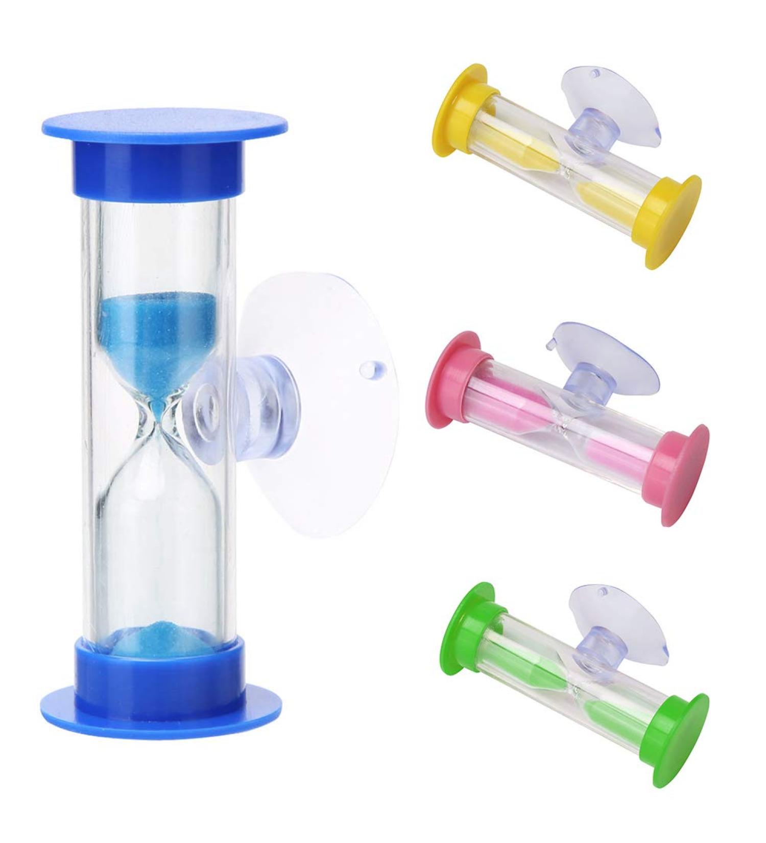 Children's Toothbrush Sand Timer - 2 Min Shower & Cooking Hourglass with Suction Cup | Mini Glass Timer for Kids (Blue) - Buy Online on GoSupps.com