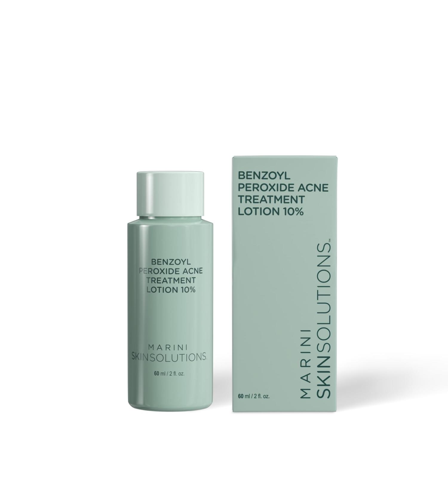 Marini SkinSolutions Benzoyl Peroxide Acne Treatment Lotion 5% - Targets & Treats Acne-Prone Skin - Clears Pores & Excess Oil - Made in the USA - 2 fl oz 10% - Buy Online on GoSupps.com