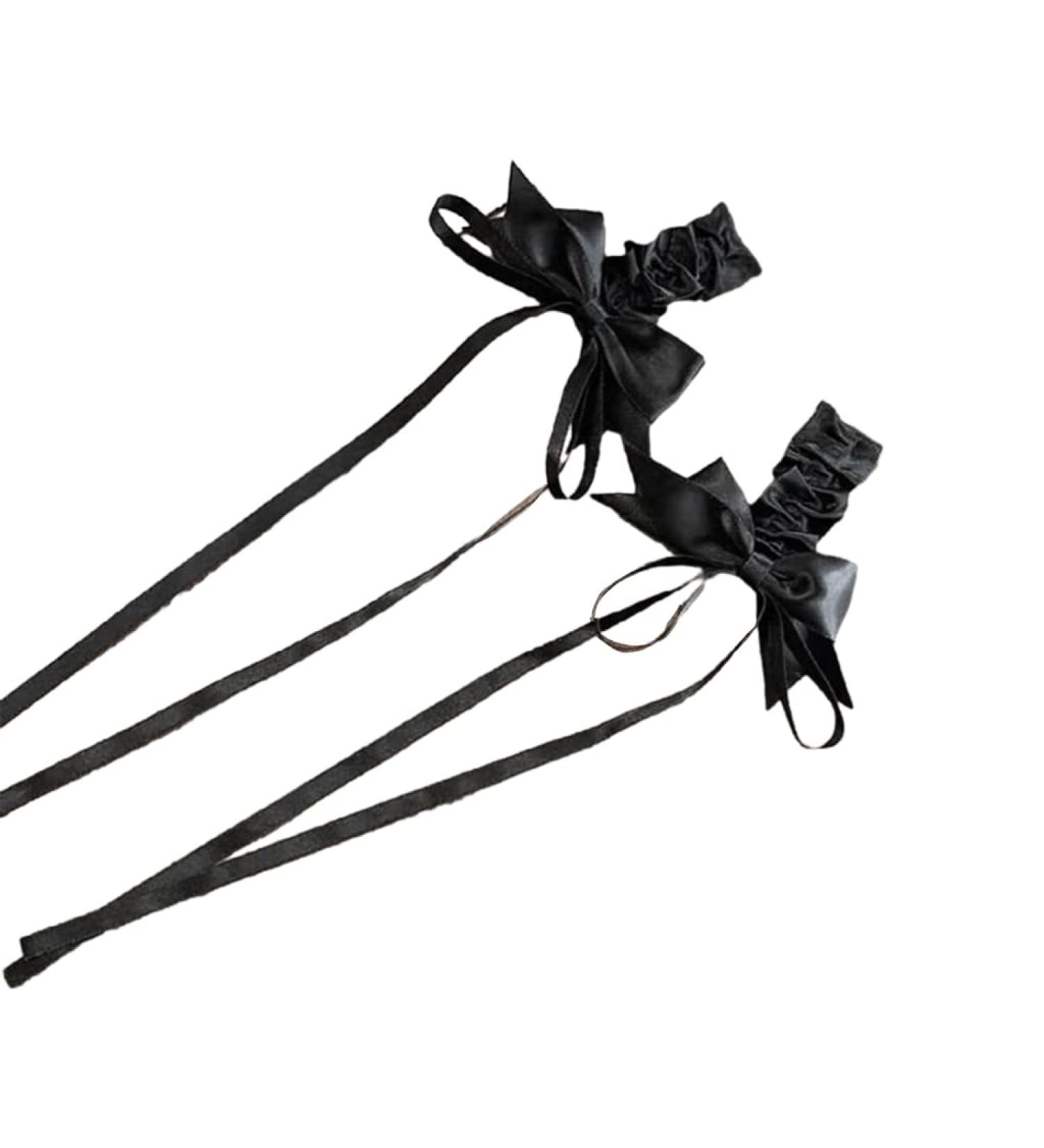 JSGHGDF 2 Cute Sweet Hair Clip Long Ribbon -style Bunches Sweet Balletcore Black - Buy Online on GoSupps.com