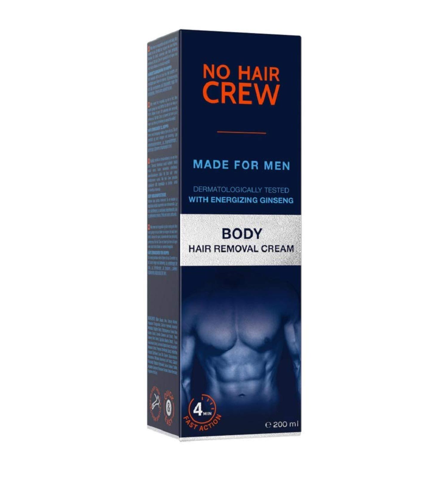 No Hair Crew Men's Body Hair Removal Cream with Ginseng - 200ml | Painless Depilatory for Manscaping | Flawless Results | Made for Men - Buy Online on GoSupps.com
