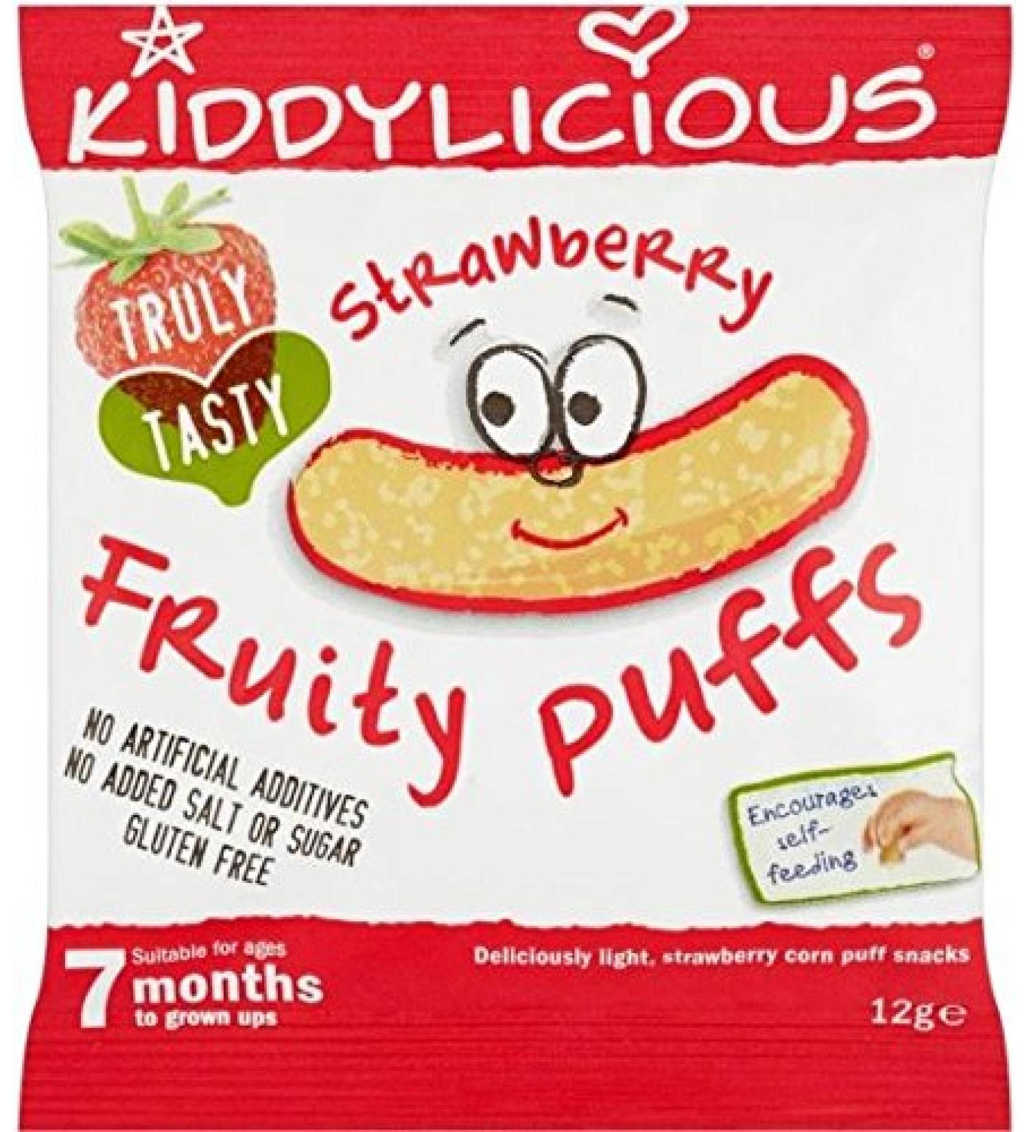 Kiddylicious Strawberry Fruity Puffs 7mth+ (10g) - Pack of 6