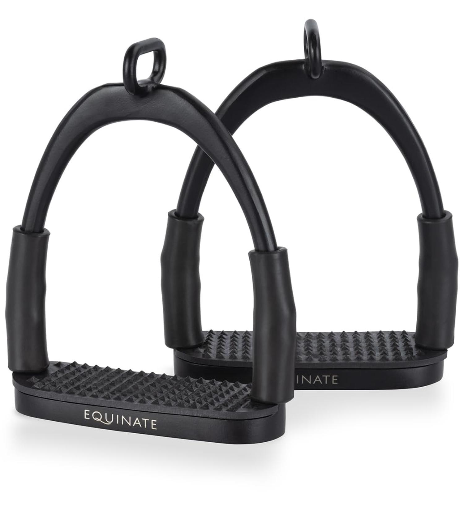 Equinate Safety Bars Manchester 10cm Black Matt - Anti-Slip Rubber Tread - Stirrup for Adults & Children - 2 Pieces for Ankle Relief - Buy Online on GoSupps.com