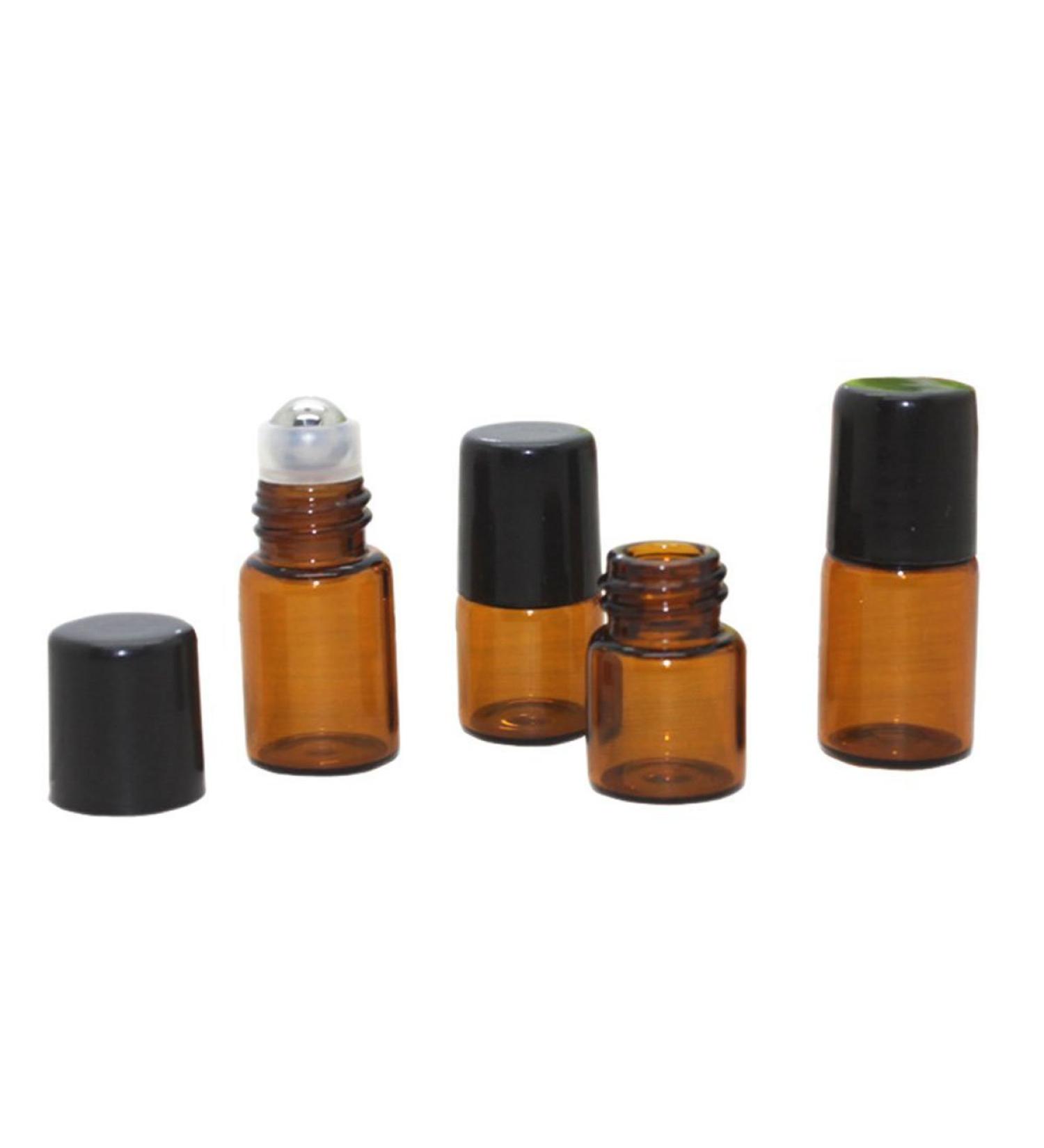 100 Pack 2ml Roll-On Glass Bottles for Essential Oils | Refillable Aromatherapy Vials with Stainless Steel Roller Balls | Tukistore Perfume Containers - Buy Online on GoSupps.com