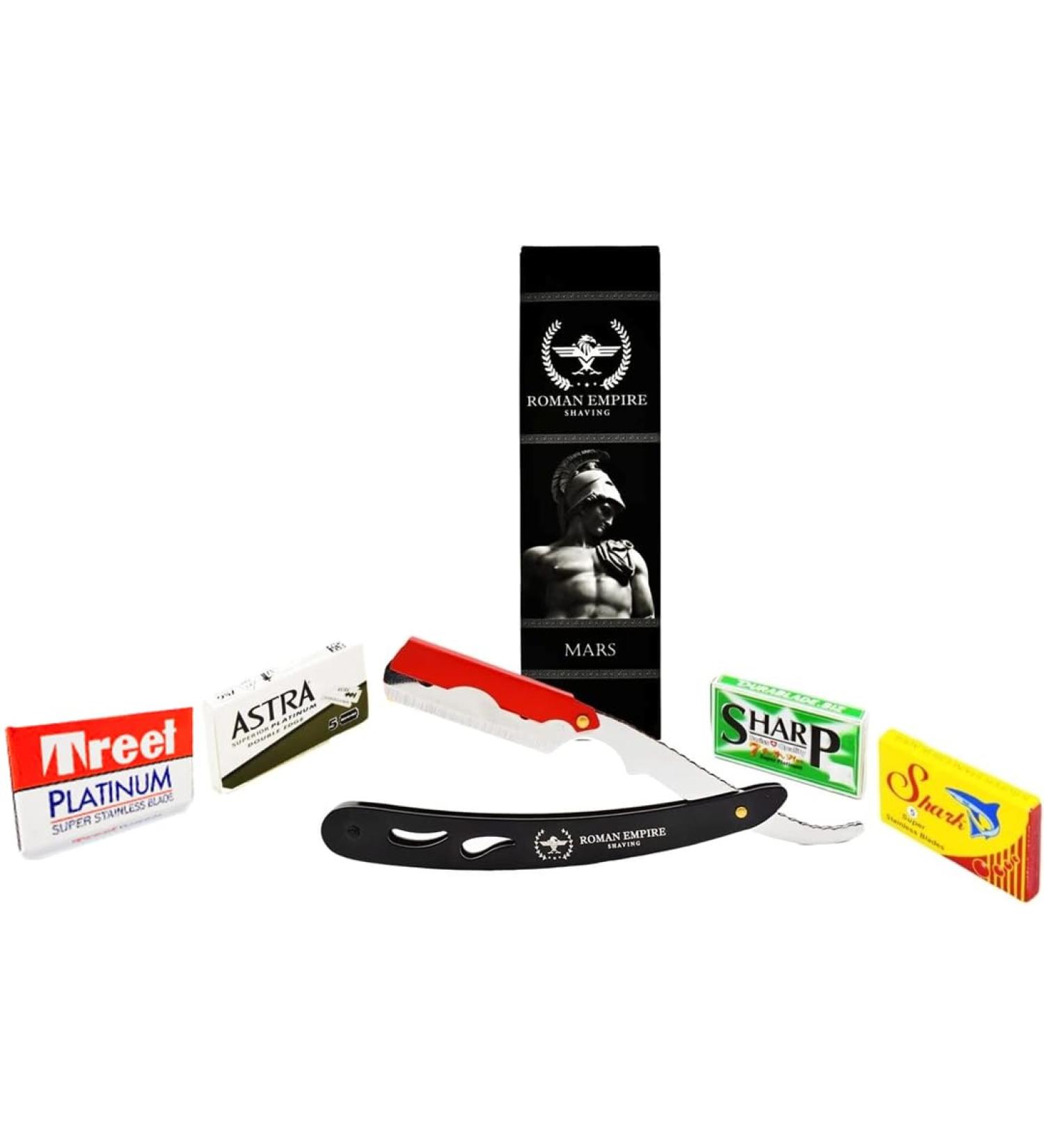 Buy Roman Reich Mars Razor for Professional Beard & Mustache Grooming - 20 Astra-Hharp-Hhark-Voskhod Blades Included - International Shipping Available - Buy Online on GoSupps.com