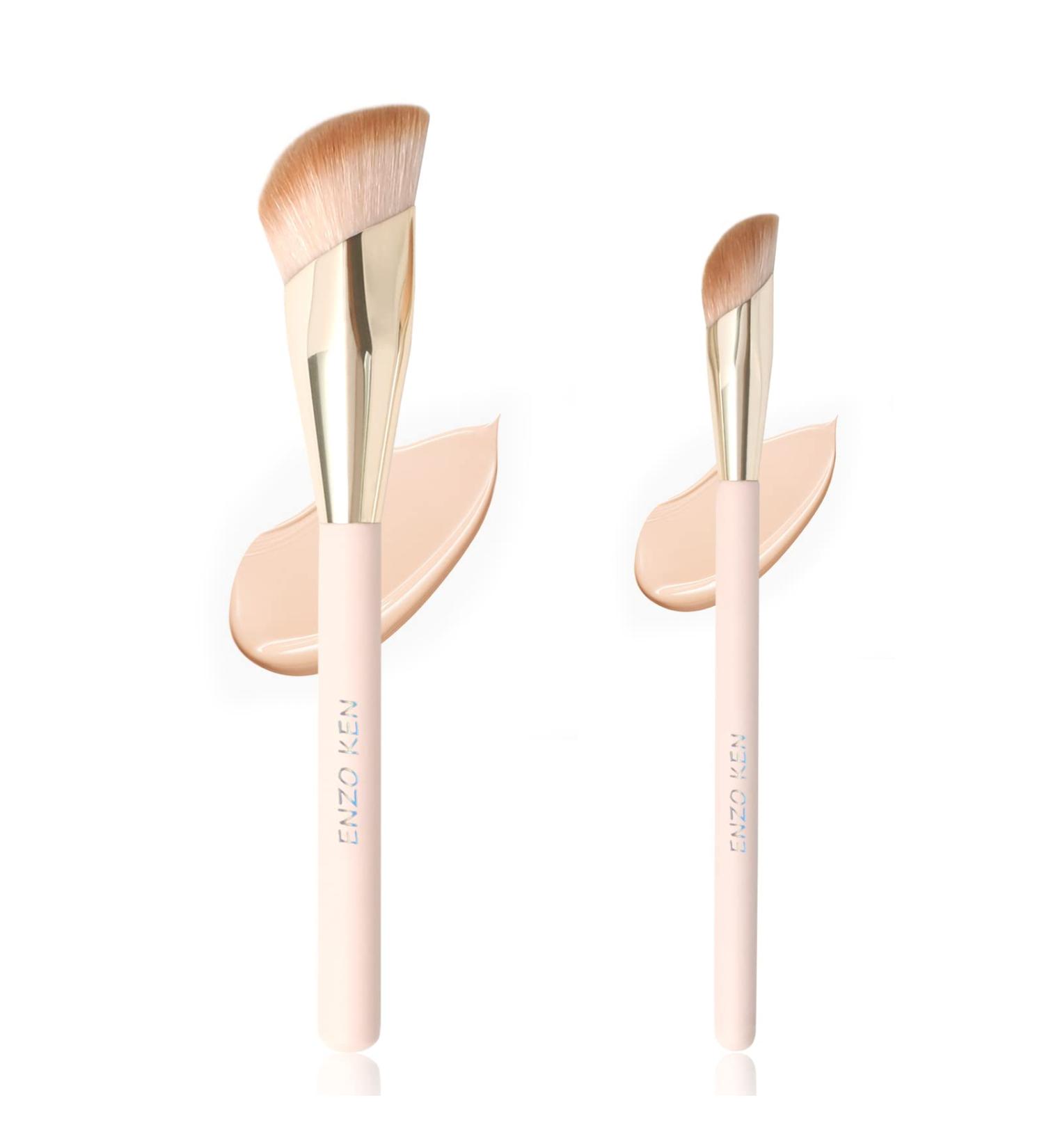 Angled Foundation Brush & Angled Concealer Brush Under Eye Set - ENZO KEN Under Eye Concealer Brush Foundation Brush for Liquid Makeup Cream Contour Brush for Cream Makeup Small Nose Contour Brush - Buy Online on GoSupps.com