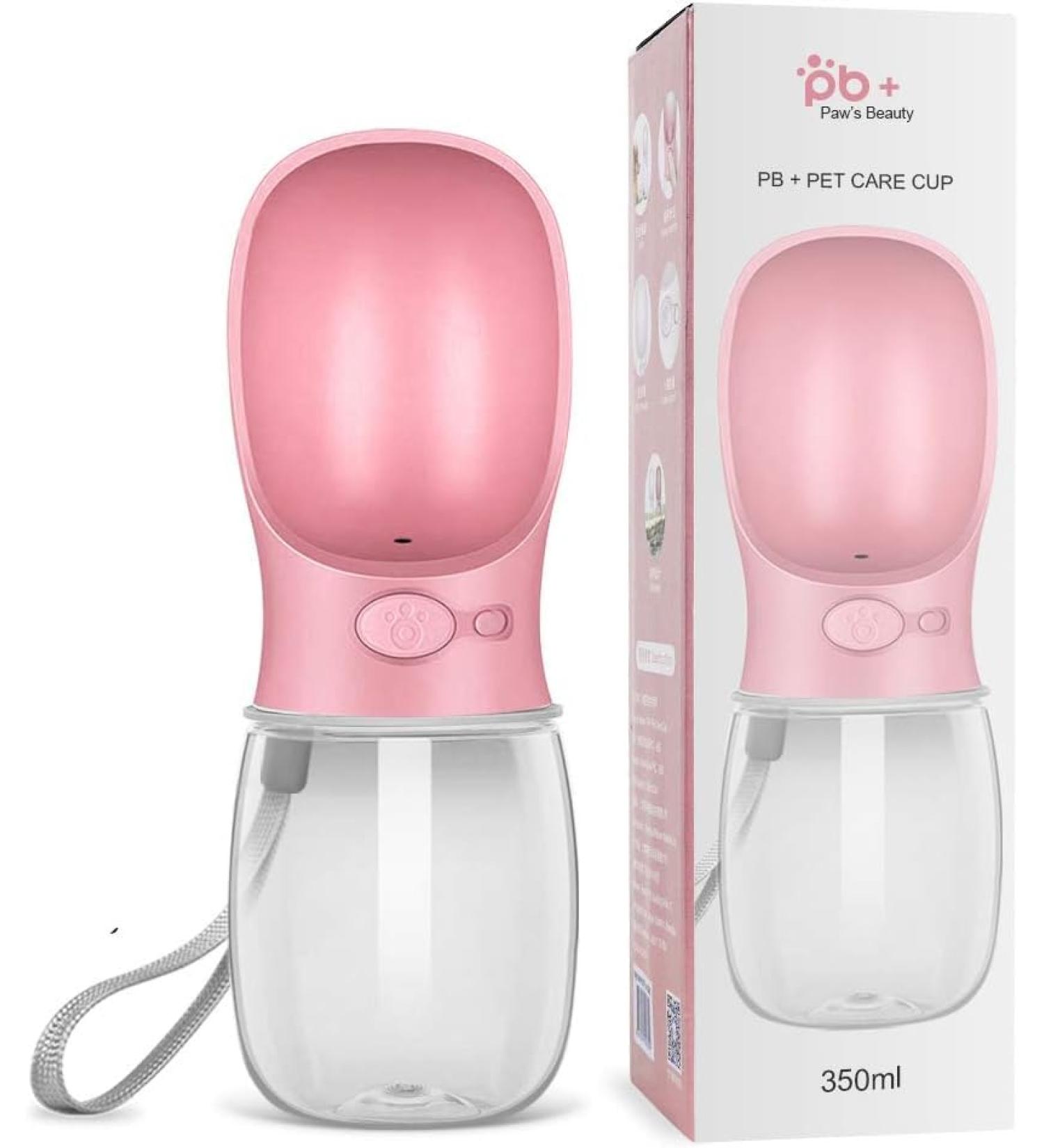 350ml Portable Dog Water Bottle - Antibacterial Travel Drinking Dispenser for On-the-Go Pets - Ideal for Outdoor Adventures - Pink - Buy Online on GoSupps.com