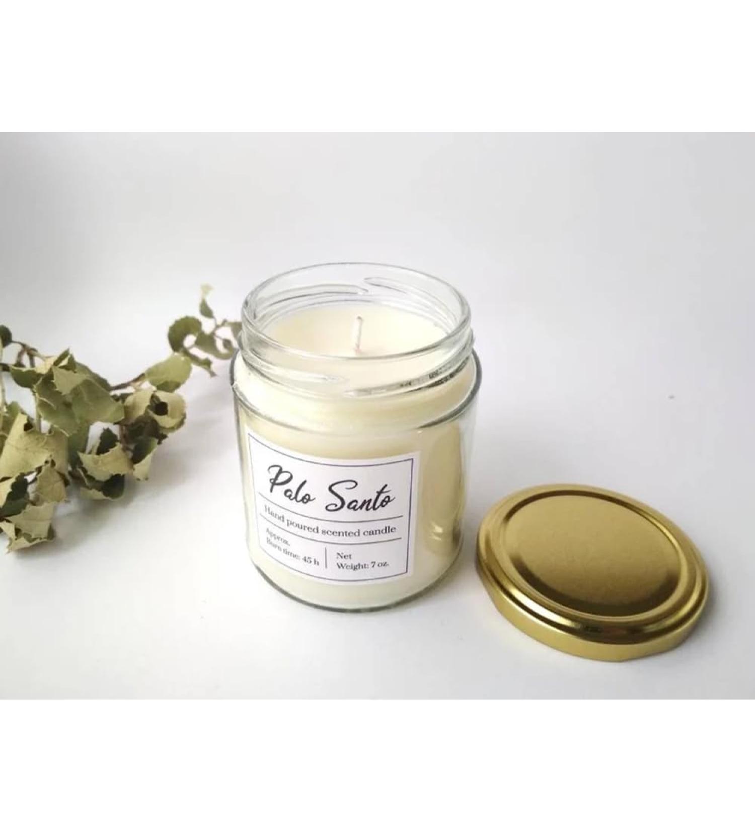 Palo Santo Natural Candle - Eco Friendly Vegan Candle for Minimalist Home Decor | 7oz Scented Glass Jar - Buy Online on GoSupps.com