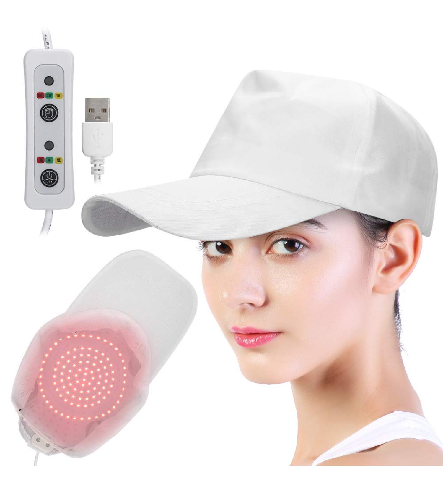Laser Cap for Hair Regrowth - 108 Lamp Beads Hair Growth Hat for Men and Women - Oil Control Hair Loss Care Instrument - White Hat - Buy Online on GoSupps.com