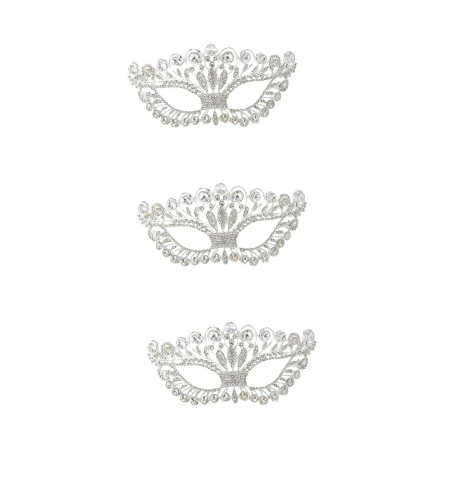 Elegant Rhinestone Masquerade Masks for Men & Women | Aboofan Diamond Eye Masks | Half Dress Costume Accessories - 3 Pack - Buy Online on GoSupps.com