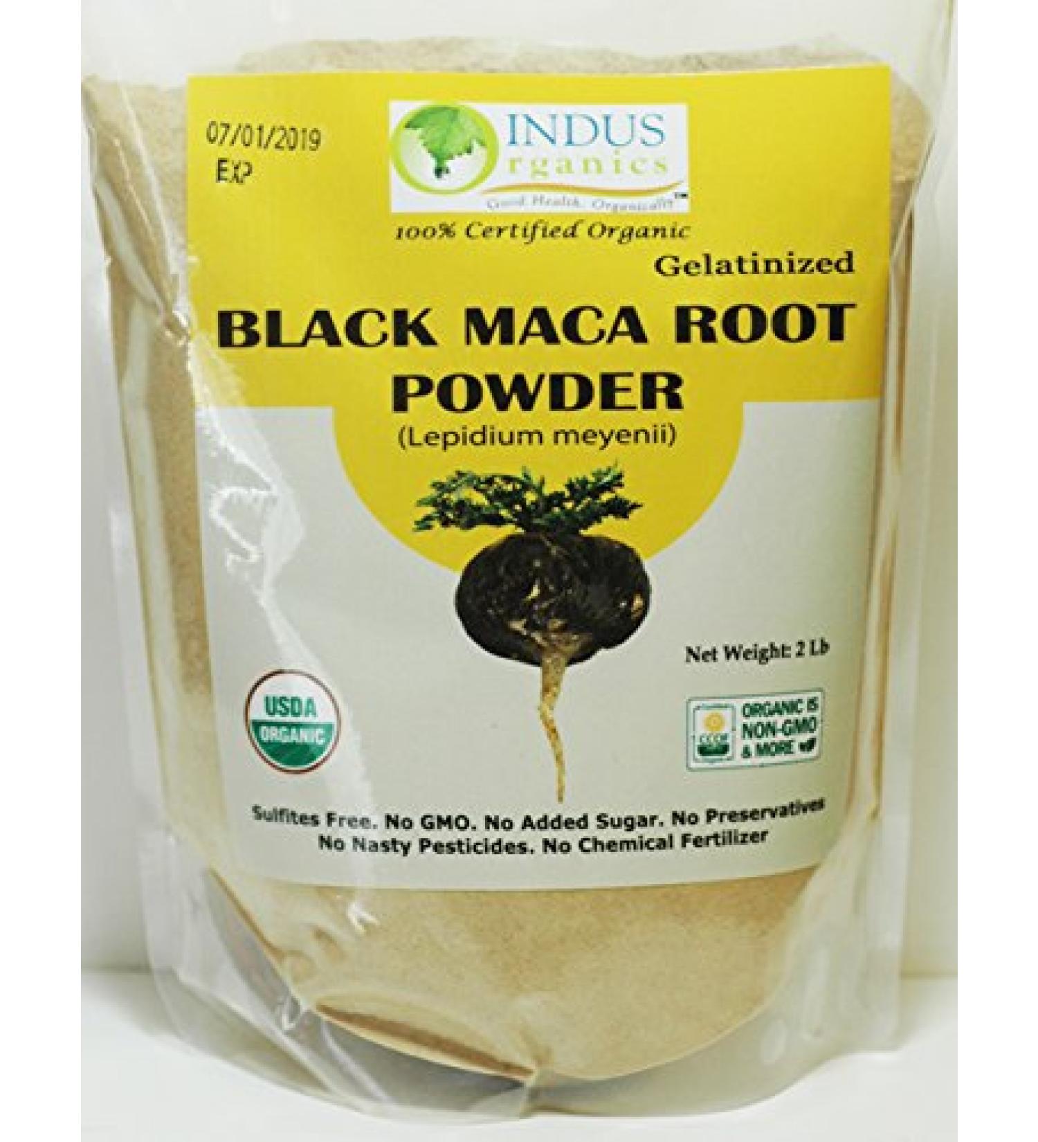 Indus Organics Black Maca Powder 2 Lb Bag - Gelatinized, Freshly Harvested, Premium Quality, Non-GMO - Buy Online on GoSupps.com