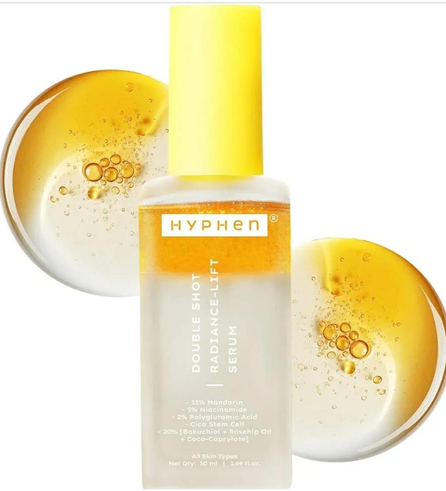 Hyphen 18% Brightening + 20% Collagen Face Serum | Double Serum with 11% Mandarin 5% Niacinamide 2% PGA & Bakuchiol | Brightening & Collagen Boost | Dark Spots & Melanin Reduction | All Skin Type-50ml - Buy Online on GoSupps.com