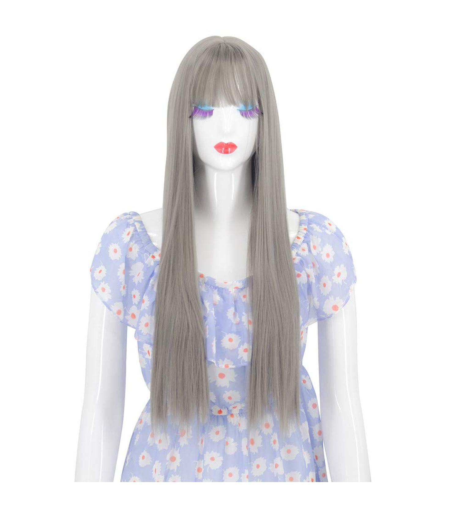 Wig Wig Women Langhaar Blonde Gold Black Black Gray Brown Brown Brown Women Brazilian Straight Loose Party Hair 50s 60s 70s 80s