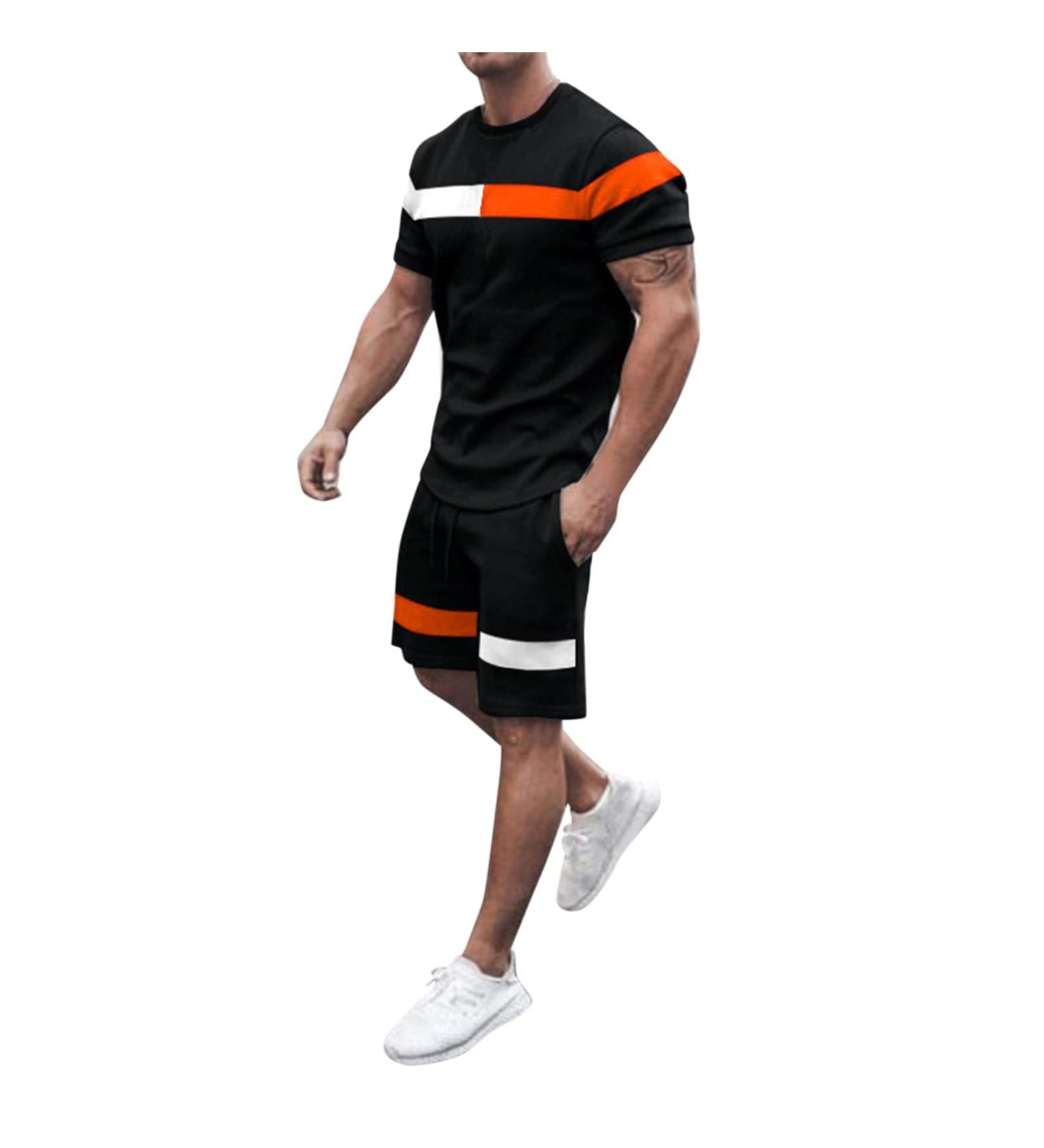 Wabtum Men's Sport Set - Summer 2 Piece Outfit Athletic Suits Black Large - Buy Online on GoSupps.com
