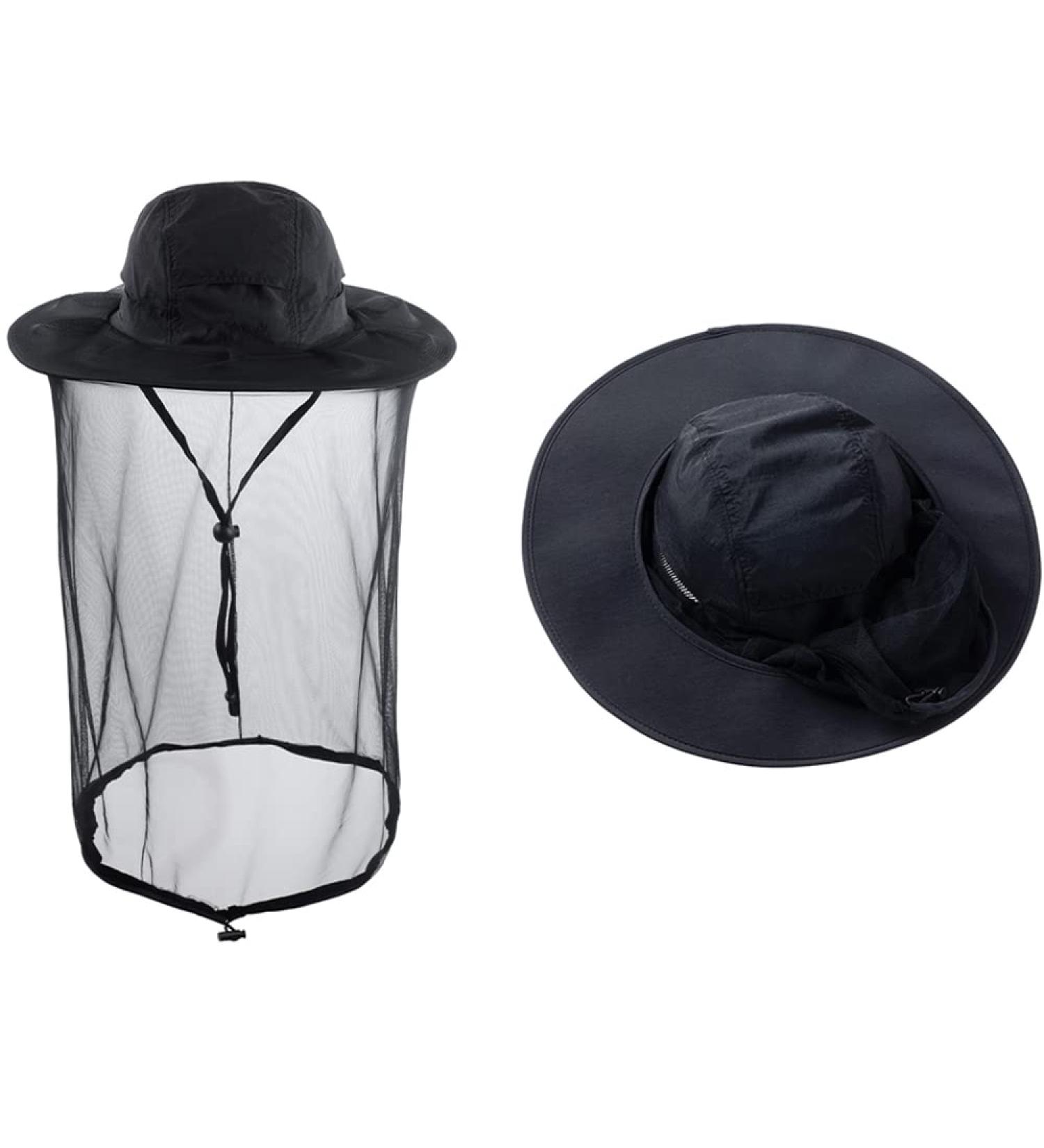 ZffXH Head Net Safari Hat with Mosquito Netting - Black | Men Women Gardening Hiking Fishing Sun Cap - Buy Online on GoSupps.com