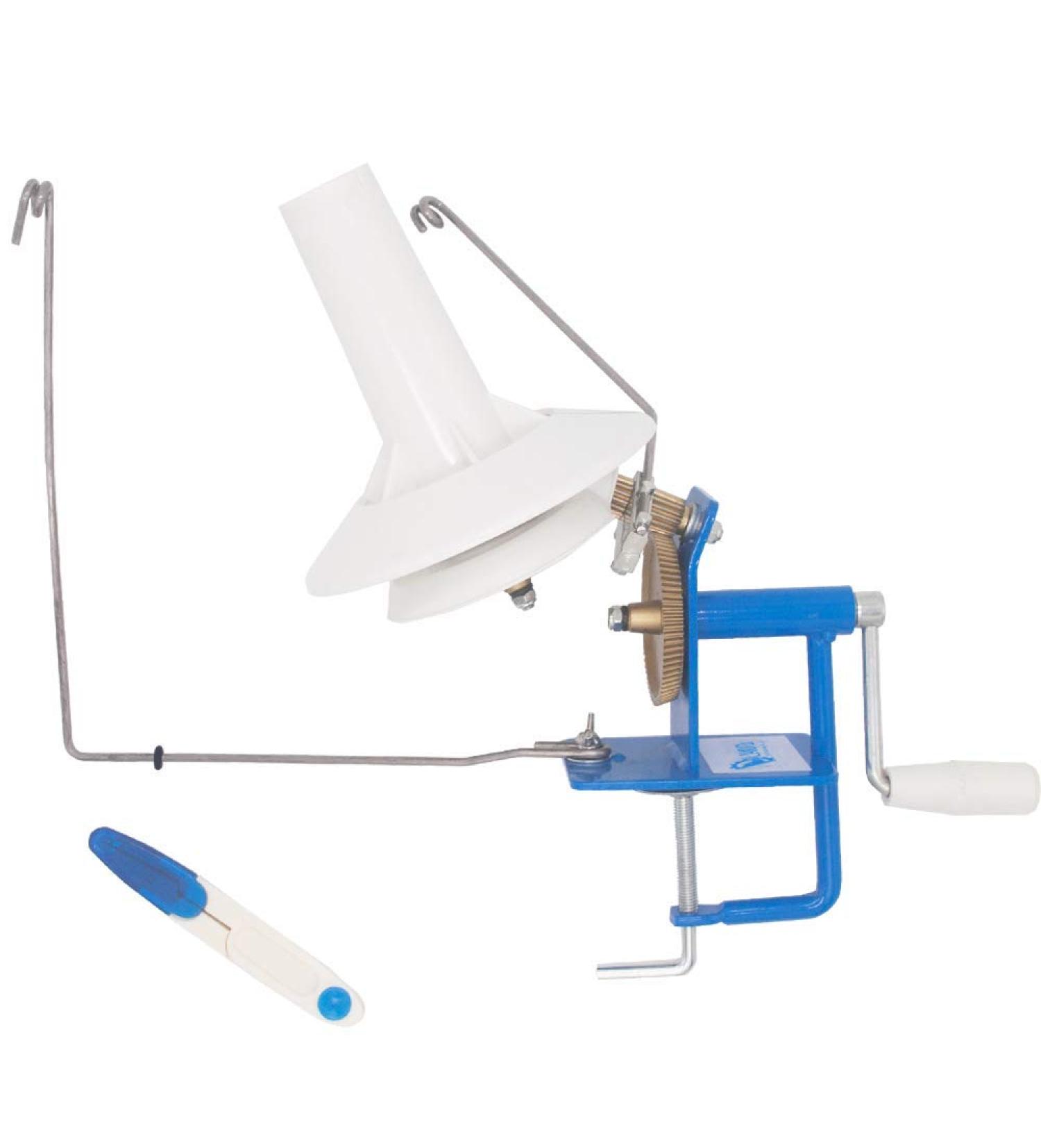 LAMXD Large Metal Yarn Ball Winder 10-Ounce Hand Operated with Thread Cutter Scissors - Blue and White - Buy Online on GoSupps.com