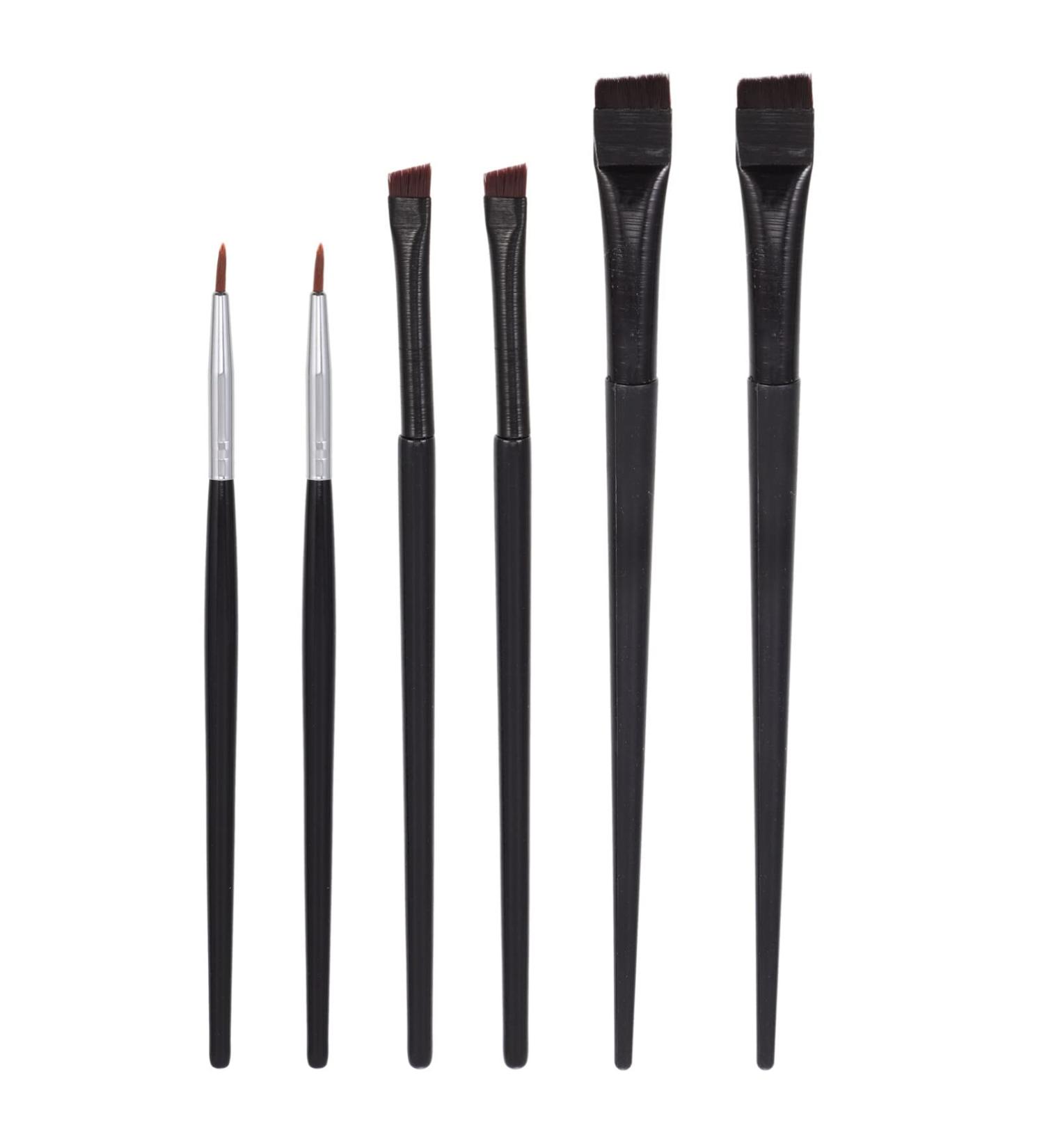 Beatifufu 6pcs Eyeliner Makeup Brush Makeup Applicator Eyeliner Applicator Oblique Eyeliner Brush Cosmetic Gel 15.6x1cm Black