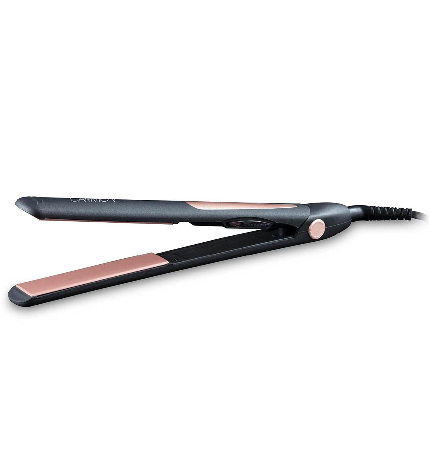 Carmen C81054 Noir Hair Straightener with Ceramic Plates and Anti Tangle 360 Swivel Cord - Black & Rose Gold - Buy Online on GoSupps.com