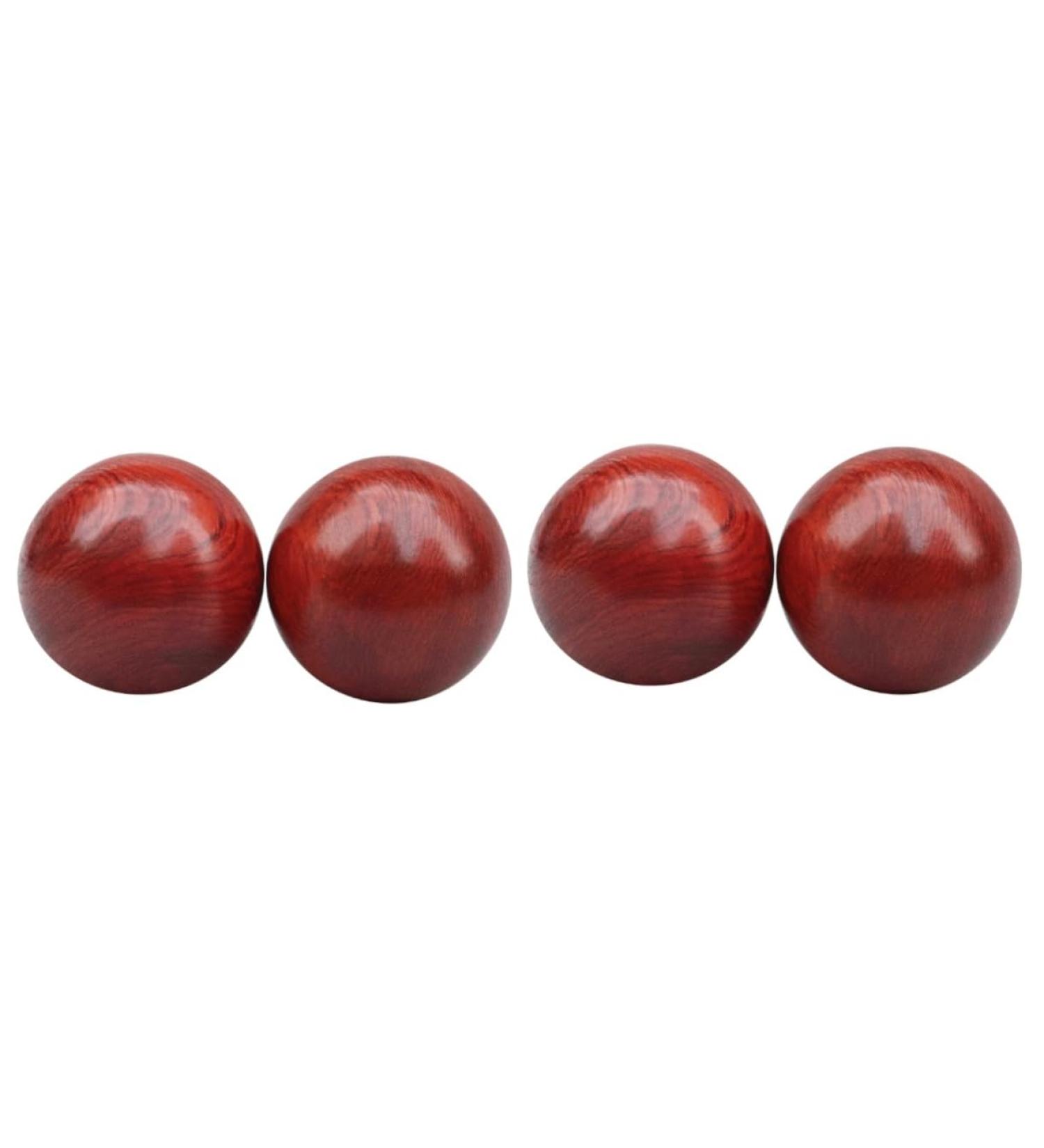 Solustre 4-Piece Wooden Baoding Massage Balls - Stress Relief & Fitness Hand Strengthening Device - Buy Online on GoSupps.com