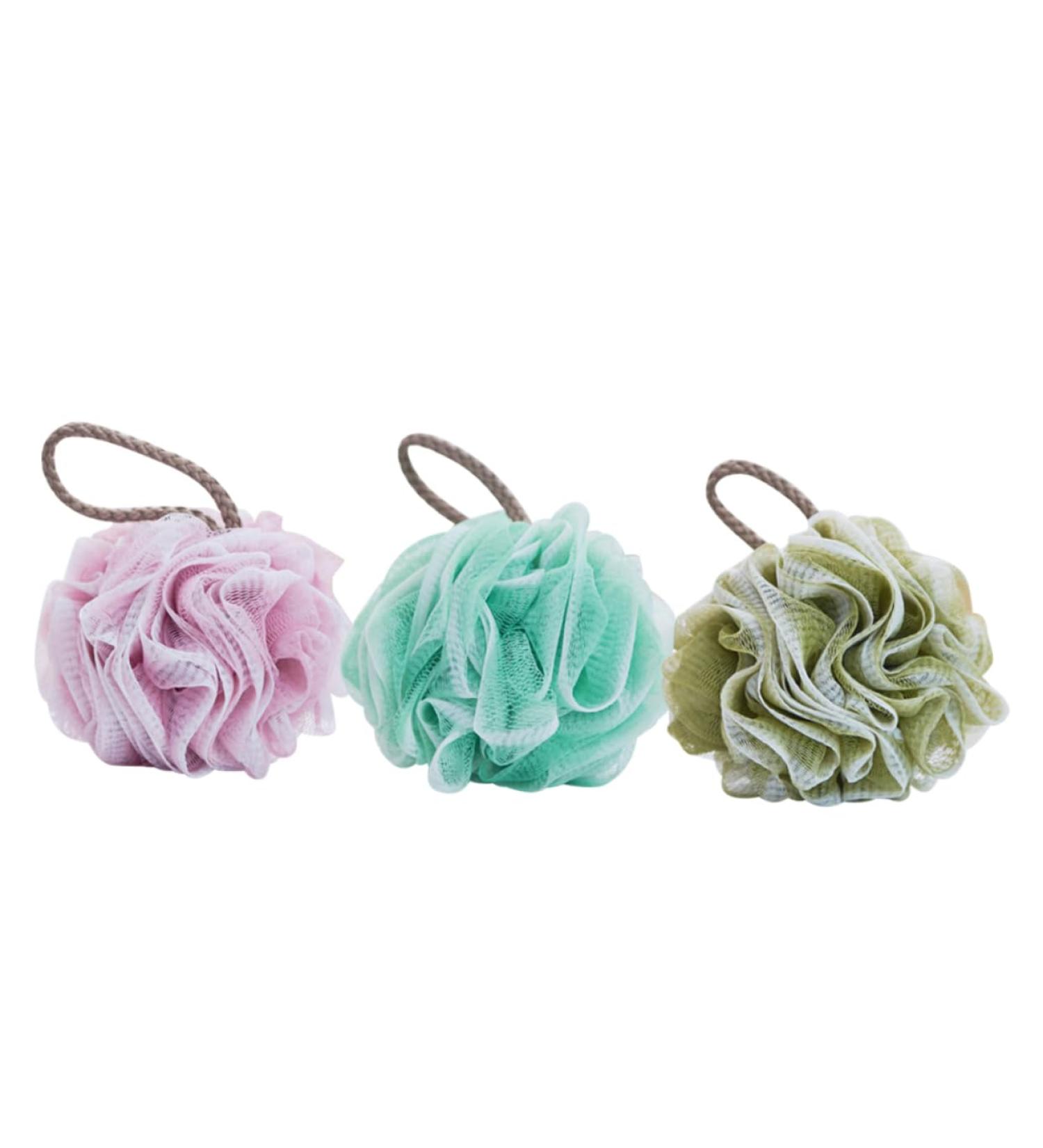 3pcs Natural Exfoliating Shower Ball Scrubber - Soft Mesh Bath Sponge for Men and Women - Perfect for Body Care - Buy Online on GoSupps.com