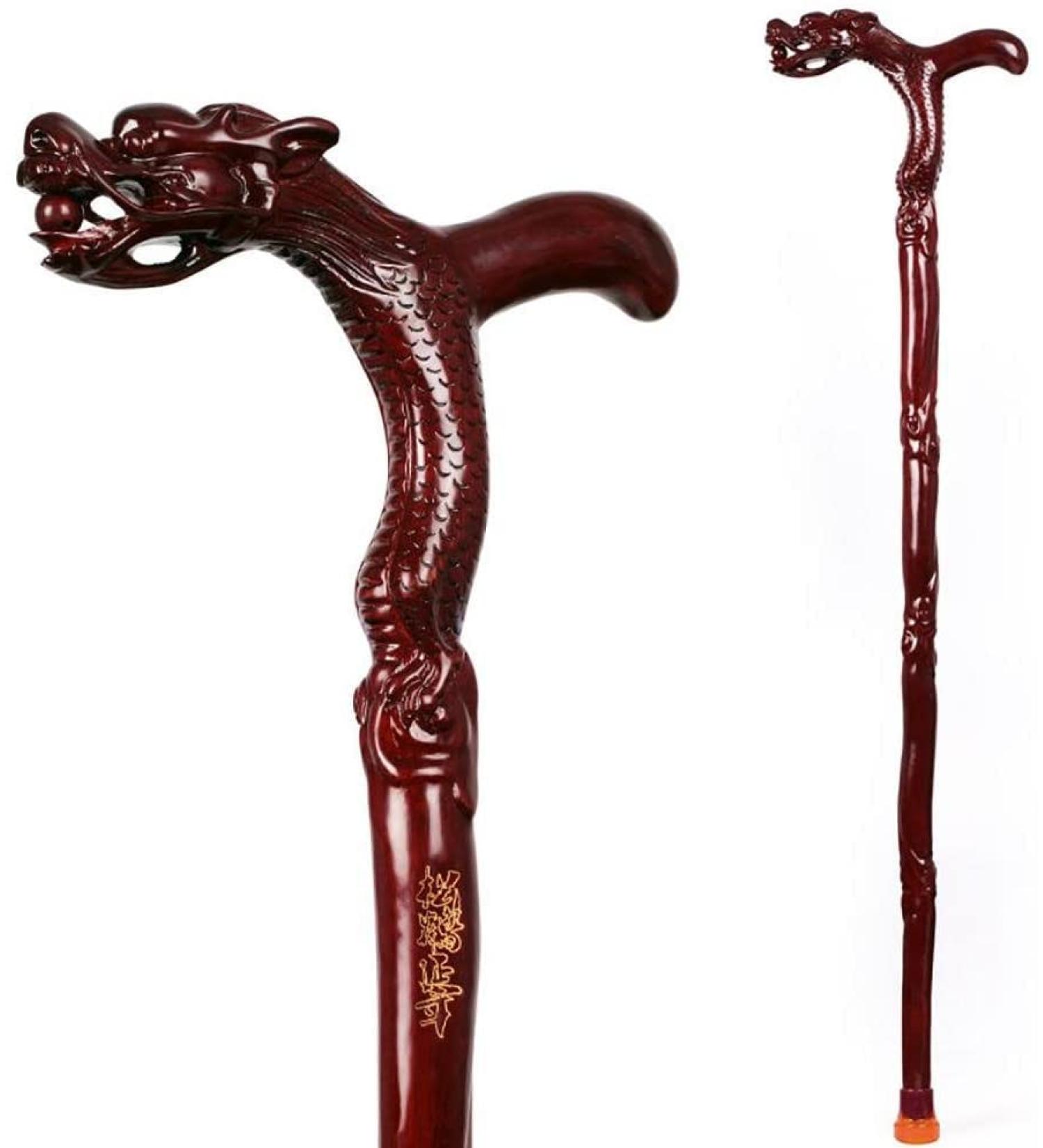 Wooden Cane Solid Walking Stick Head Dragon Walking Stick Mahogany Red Cane Crutches Leading Black Cane Supplies The Elderly Elderly for Elderly Seniors Selfless dedication - Buy Online on GoSupps.com