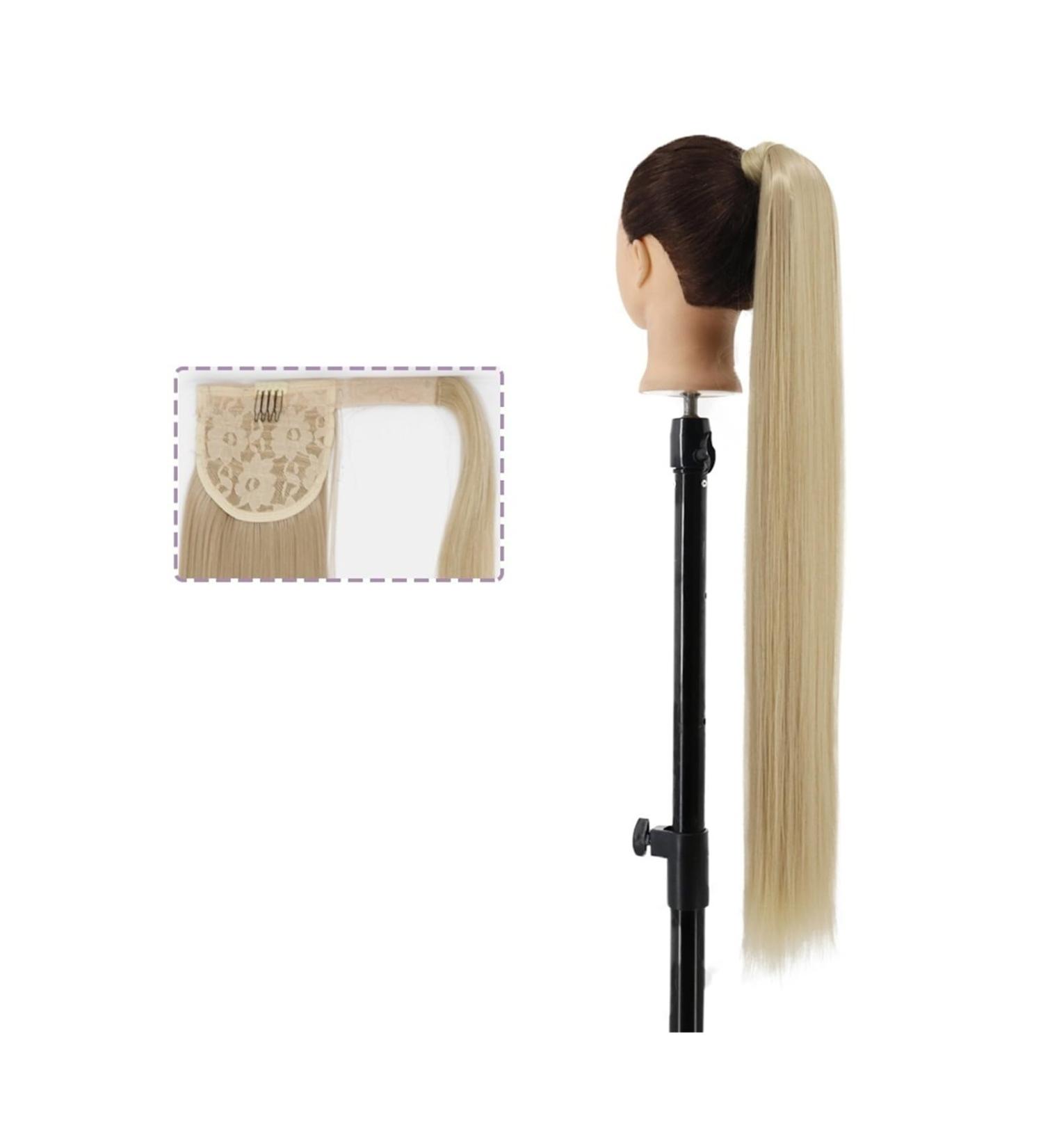 Ponytail Extension Long Straight Ponytail Extension 22/34 inch Natural Heat-Resistant Ponytails Wrap Around Clip in Synthetic Pony Tail Hairpieces for Women Girls Ponytail Hairpiece for Women (Color 22inches 16