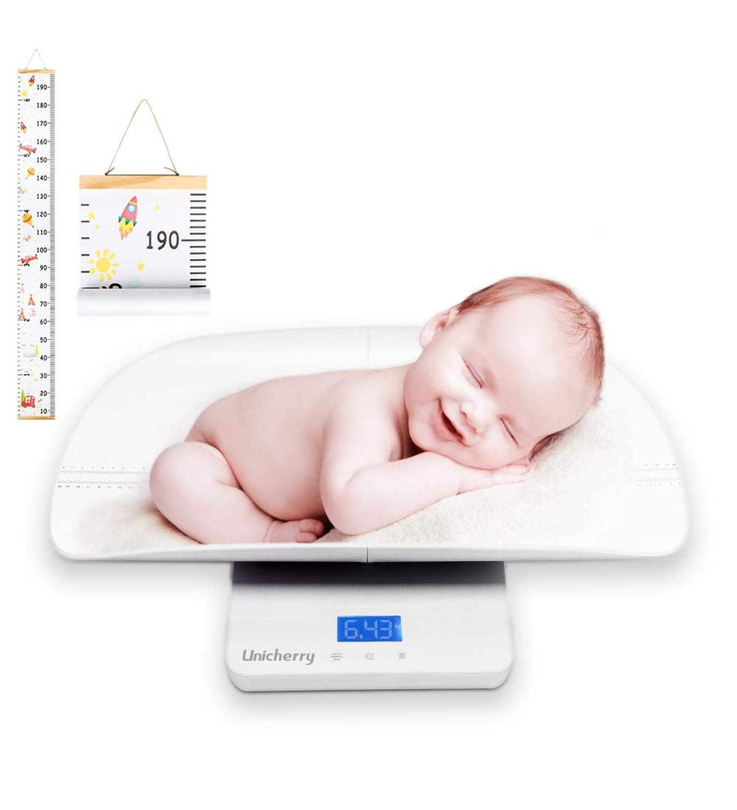UNICHERRY 2 in 1 Digital Baby Scale - Accurate Weight Measurement for Babies & Pets, Free Growth Chart, 4 Weighing Modes - Buy Online on GoSupps.com