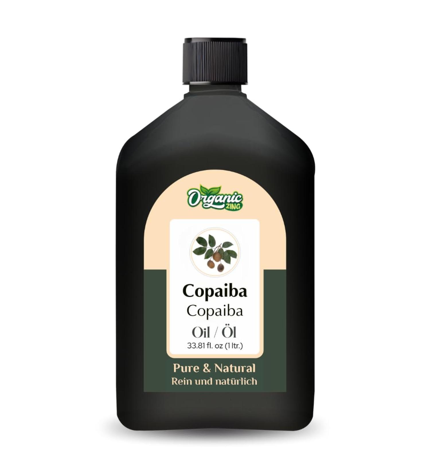 ORGANIC ZING Organic Zing Copaiba Oil (Copaifera officinalis) | Pure and Natural Essential Oil for Skin Care Aroma & Diffusers - 1000ml