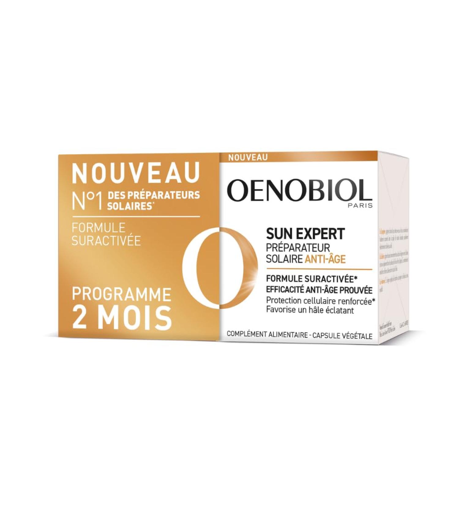 OENOBIOL Sun Expert Anti-Aging Sun Preparer - Proven Anti-Aging Effectiveness - Reinforced Cell Protection - Promotes an intense radiant tan - Food Supplement 2 x 30 capsules - 2 months - Buy Online on GoSupps.com