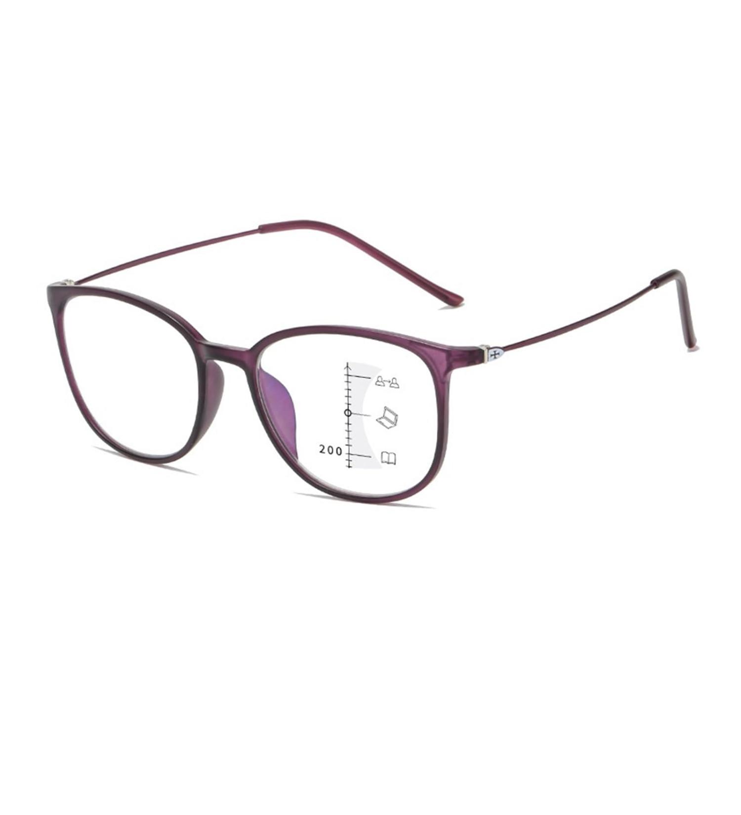 Progressive Multifocal Anti-Blue Light Glasses for Men & Women - Purple Frame Size 4.00 | Iynwbjts International Shipping - Buy Online on GoSupps.com