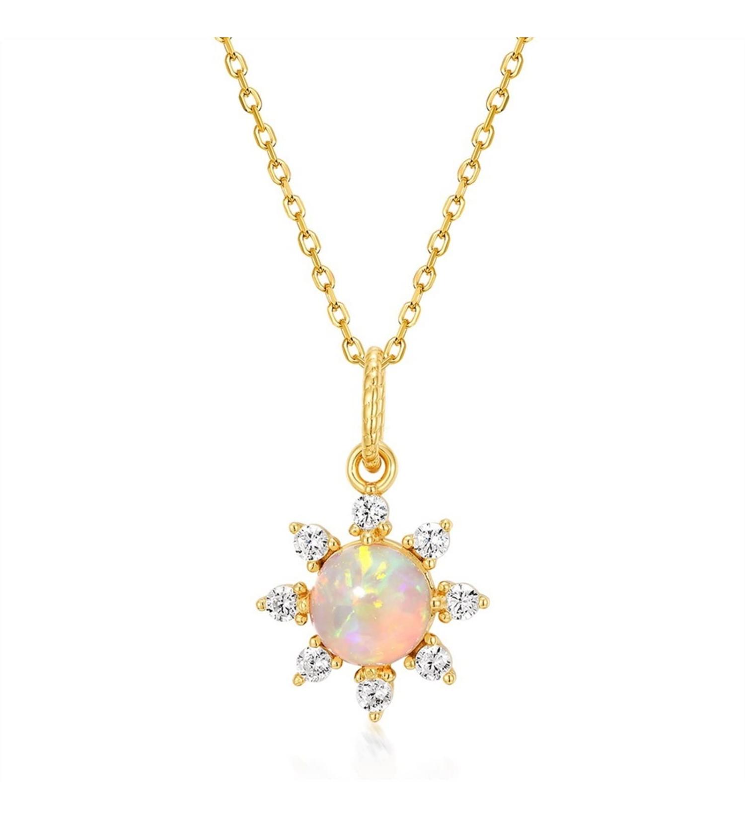 WIPPWER Necklace Sterling Silver Women's Pendant Opal White Zircon Sun Necklace Exquisite and Elegant Jewelry Elegant Jewelry - Buy Online on GoSupps.com