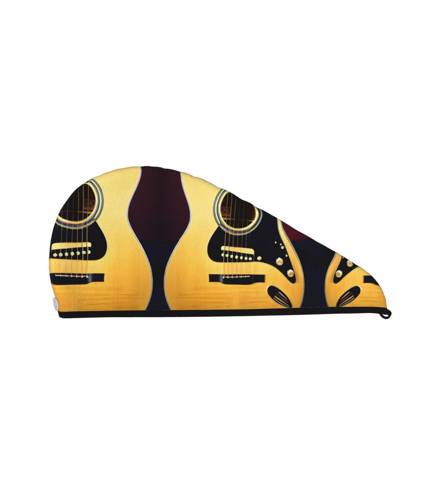 Note Guitar Coral Velvet Dry Hair Cap | Quick-Dry Towel Wrap for Men & Women - Perfect for Home & Travel - Buy Online on GoSupps.com