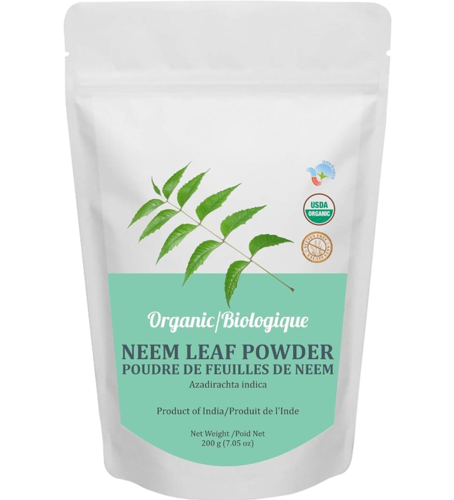 Organic Neem Leaf Powder for Skin Care Face Pack Supports Healthy Hair and Scalp No Added Chemicals -200 gm