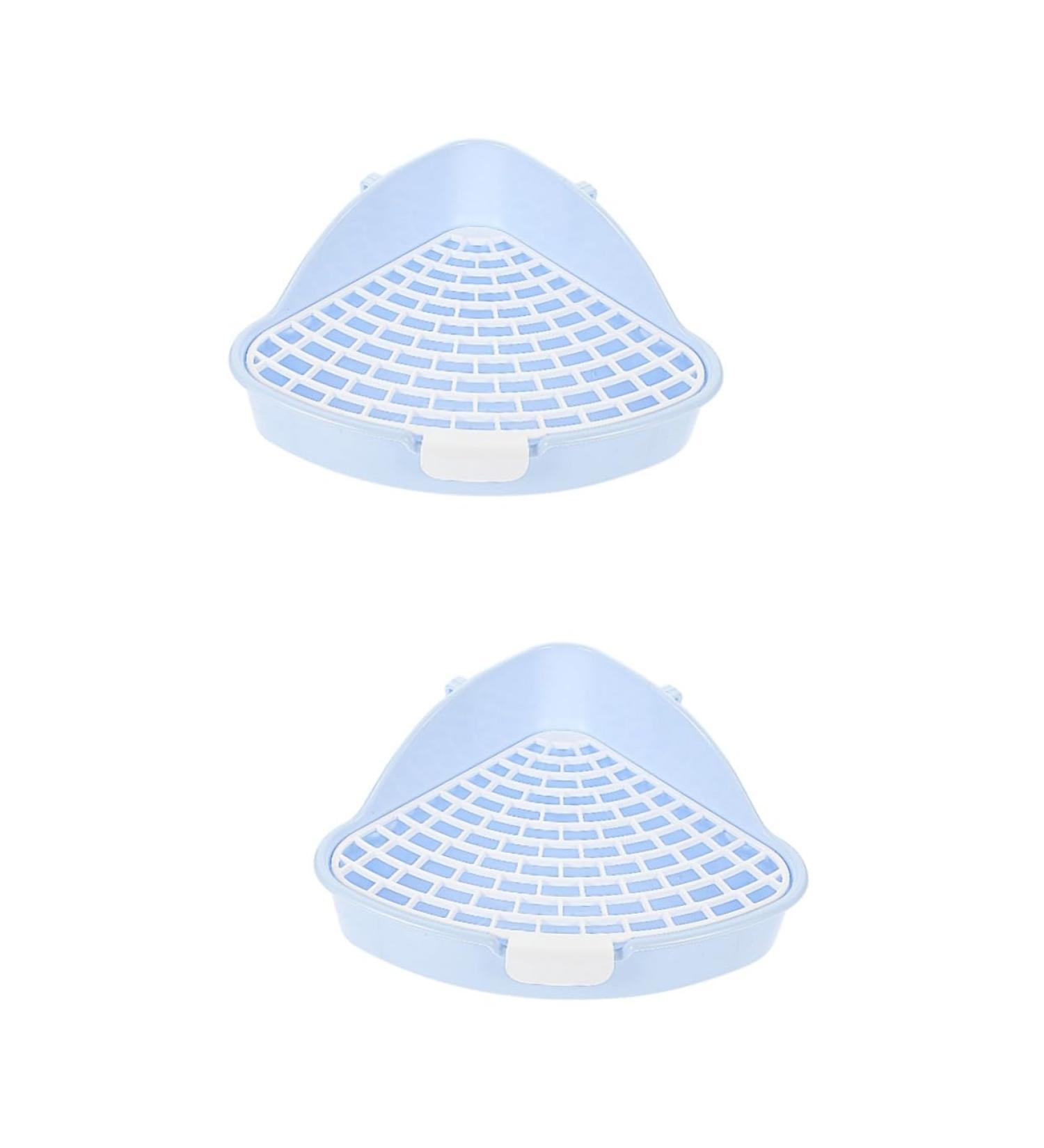 Kisangel 2pcs Box Rabbit Toilet Cage Pet Toilet Small Animal Potty Corner Toilet Rabbit Potty Pp 25X20X10CMx2pcs Bluex2pcs - Buy Online on GoSupps.com