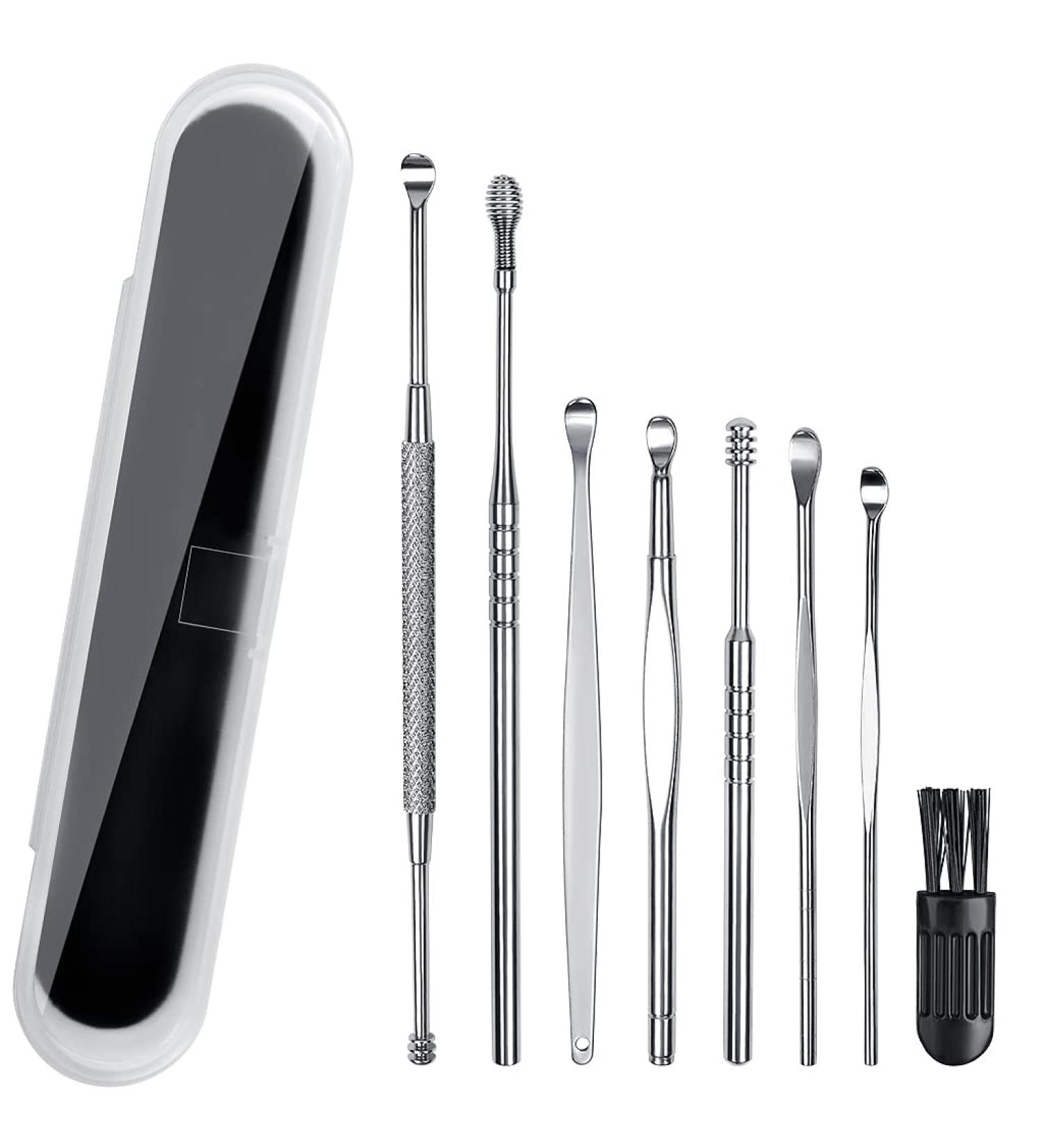 Ear Wax Remover 8 Pcs Earwax Removal Kit Reusable Stainless Steel Ear Cleaning Tool Set with Storage Box for Kids and Adults - Buy Online on GoSupps.com