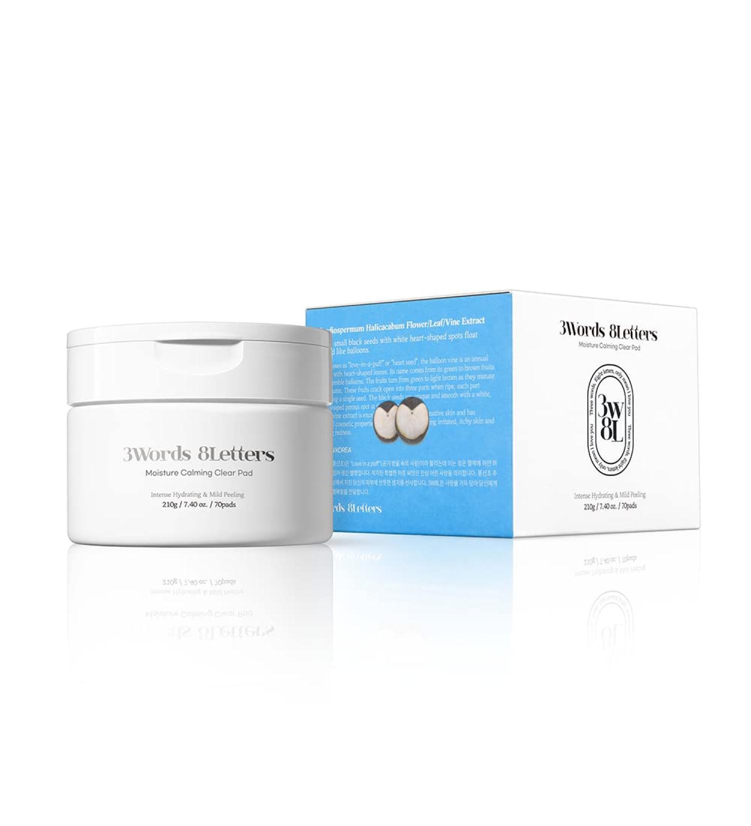  3W8L Moisture Calming Clear Pads 70 counts | Vegan Toner Pad For All Skin Types | Gentle Facial Peels & Resurfacing Treatment | Korean Skin Care | k-beauty | 3Words 8Letters - Buy Online on GoSupps.com