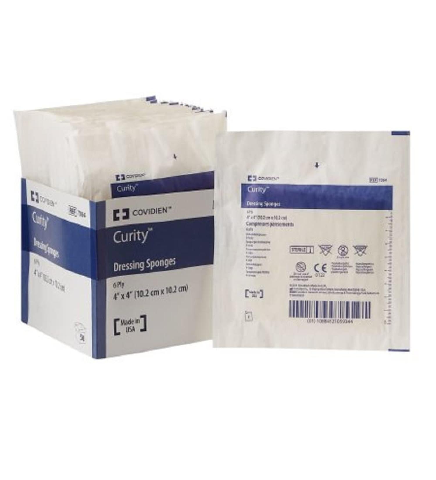 Covidien 7084 Curity Dressing Sponges 6-Ply 4" x 4" Size (Pack of 600)
