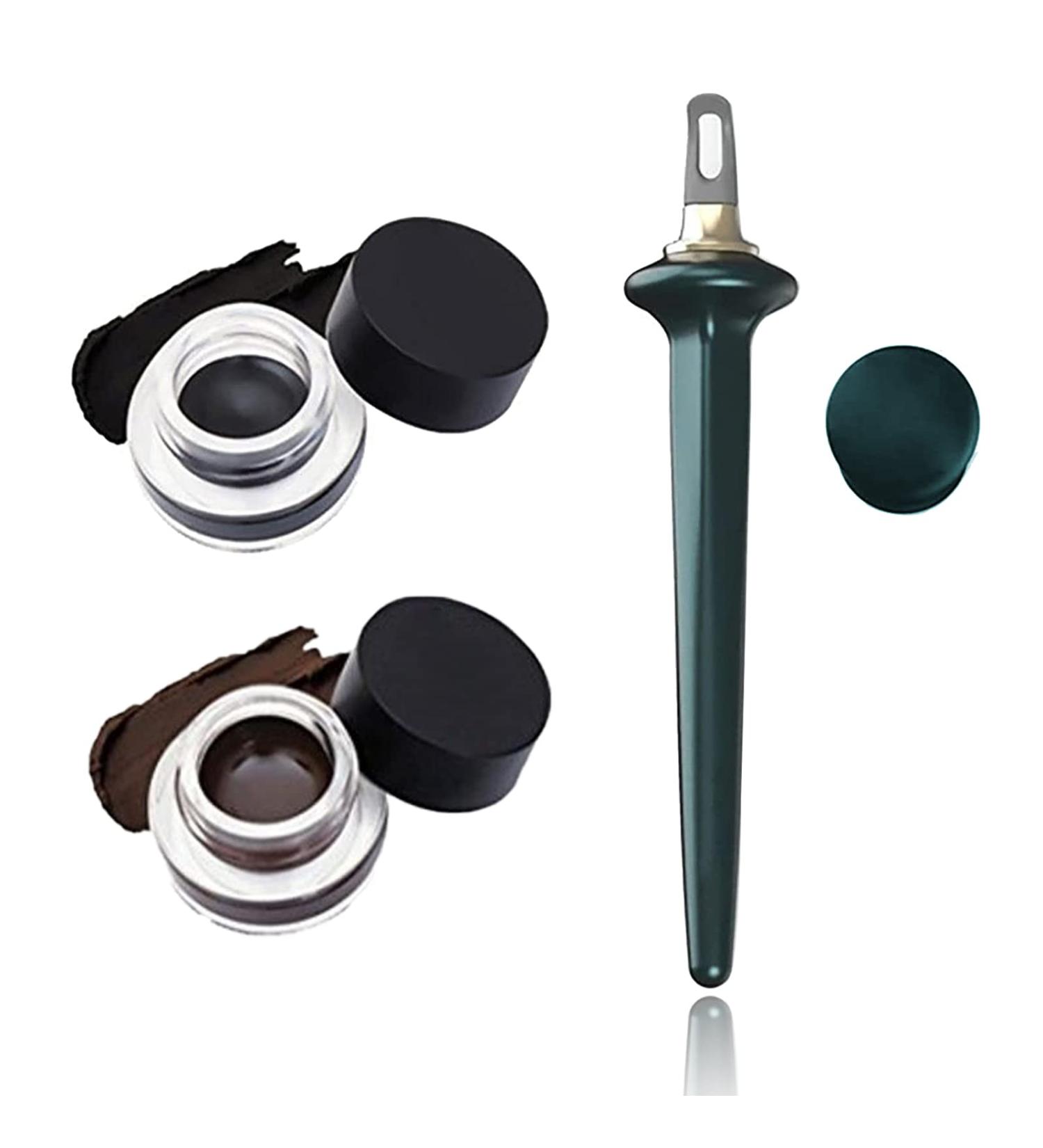 Hintazo 3PCS Silicone Eyeliner Tool Kit with Waterproof Long Lasting Eyeliner Creams - Black and Brown - Buy Online on GoSupps.com