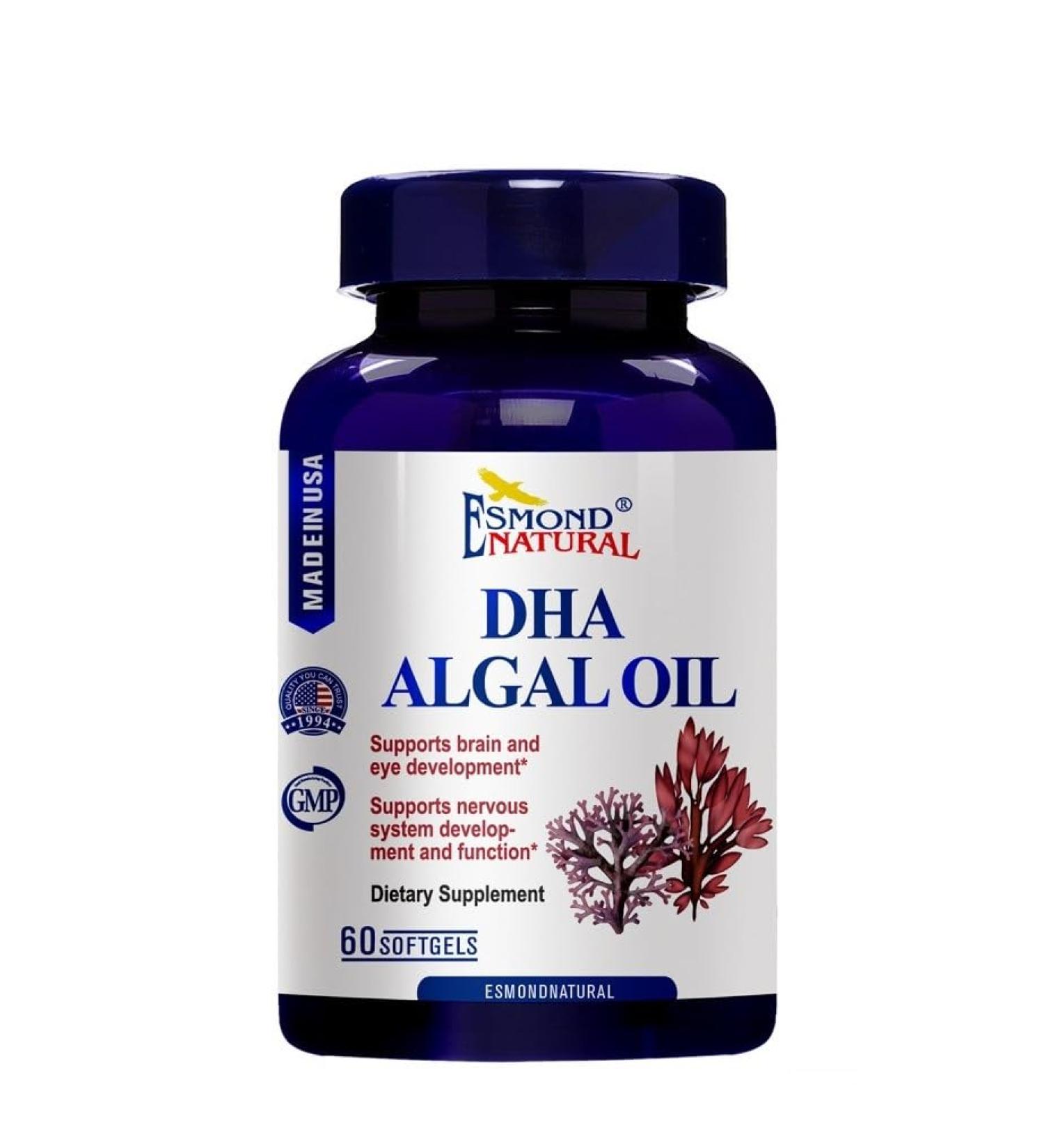 Esmond Natural: DHA Algal Oil (Made with Onavita Oil. 40% Docosahexaenoic Acid. Supports Brain Eye and Nervous System) GMP Natural Product Assn Certified Made in USA - 500mg 60 Softgels - Buy Online on GoSupps.com