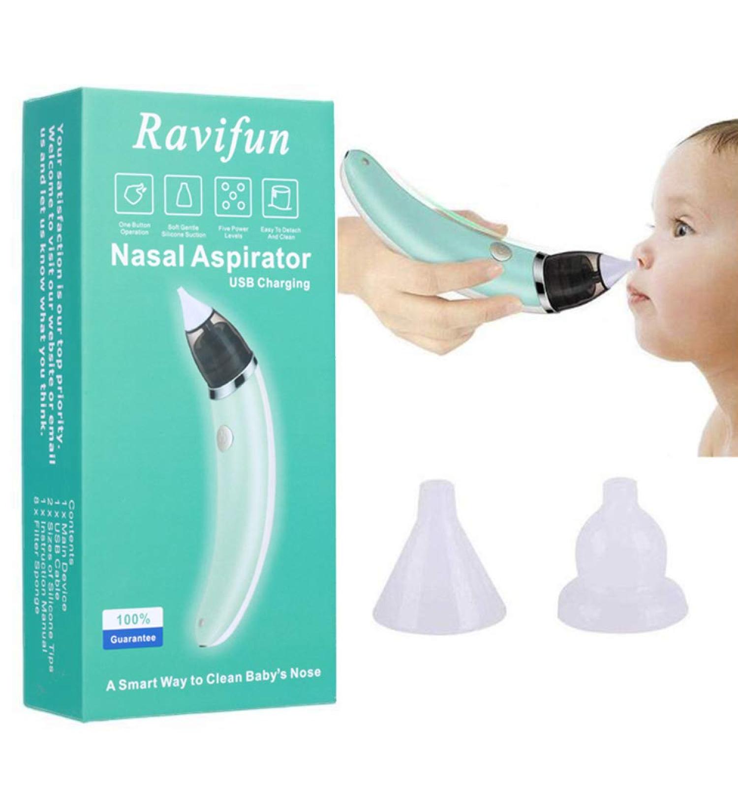 Ravifun Electric Baby Nasal Aspirator - USB Rechargeable, 5 Suction Levels for Newborns & Toddlers - Buy Online on GoSupps.com