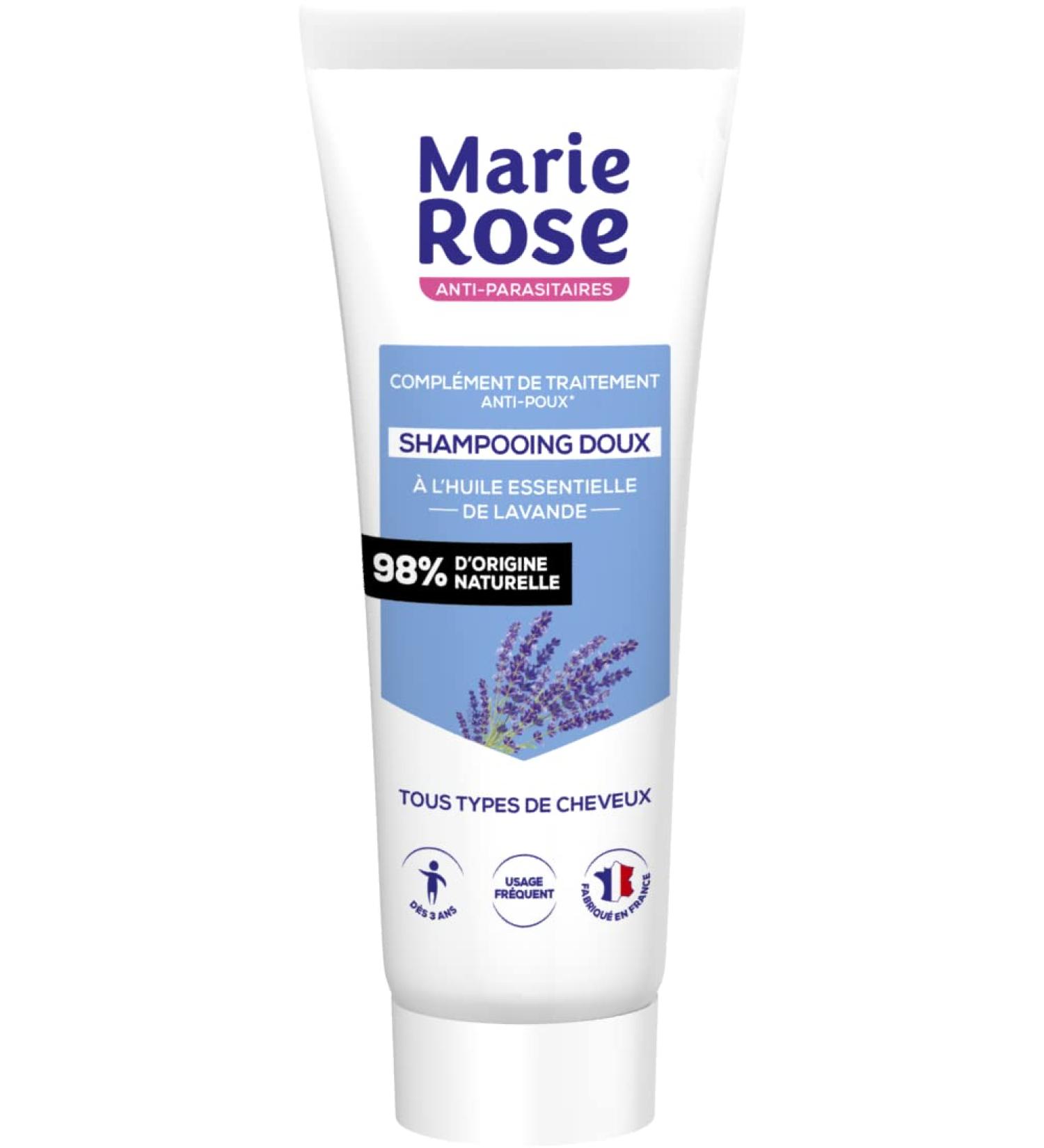 MARIE ROSE - Gentle Anti-Lice Shampoo - Treatment Supplement - 250 mL - Shampoo with Lavender Essential Oil - All Hair Types - Made in France - Buy Online on GoSupps.com