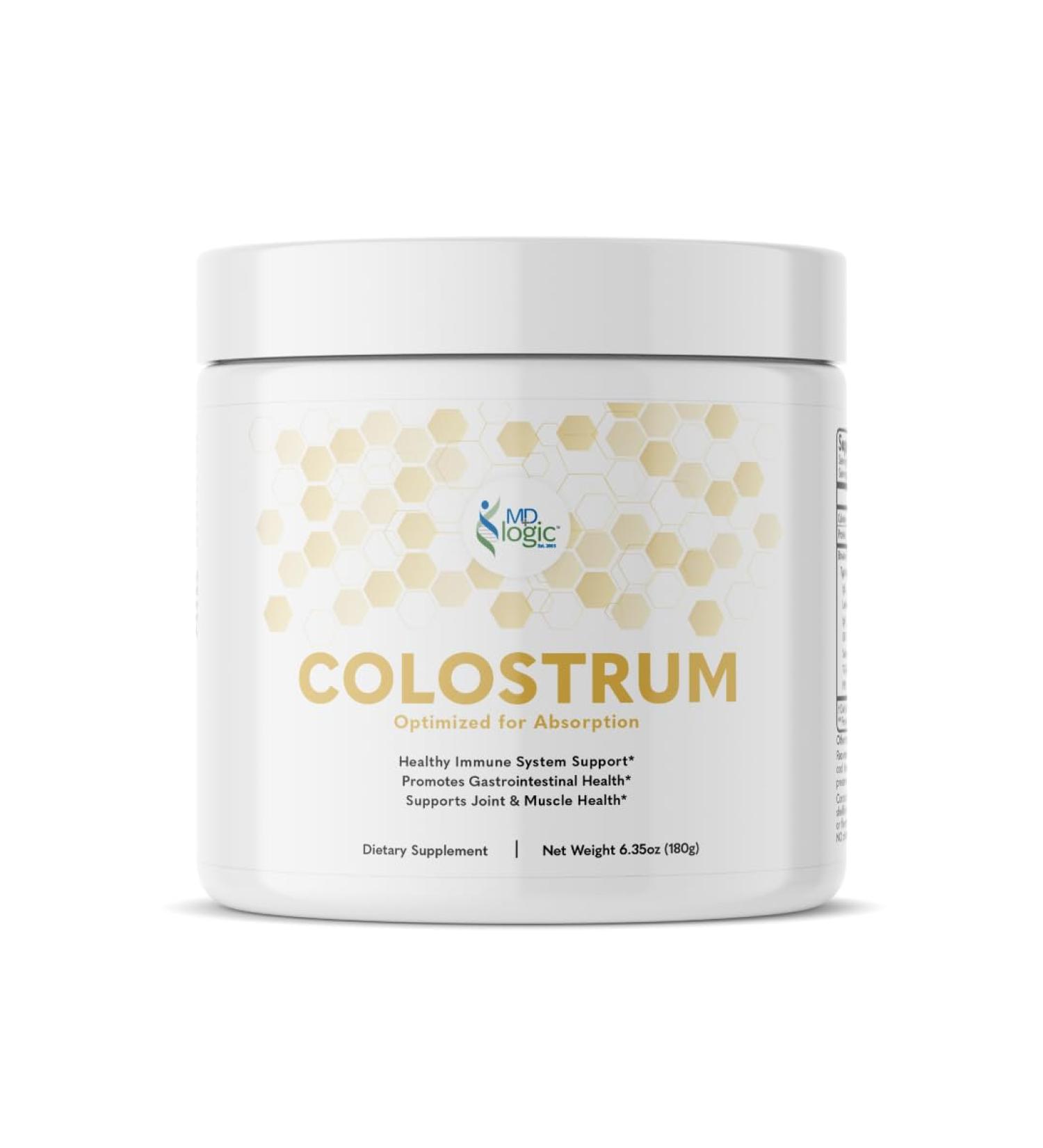 Colostrum by MD Logic Health for Immune Gut Joint & Muscle Health Support - Pure Potent Low Molecular Bioactive Colostrum - 180g - 60 Servings - Made in New York - Buy Online on GoSupps.com