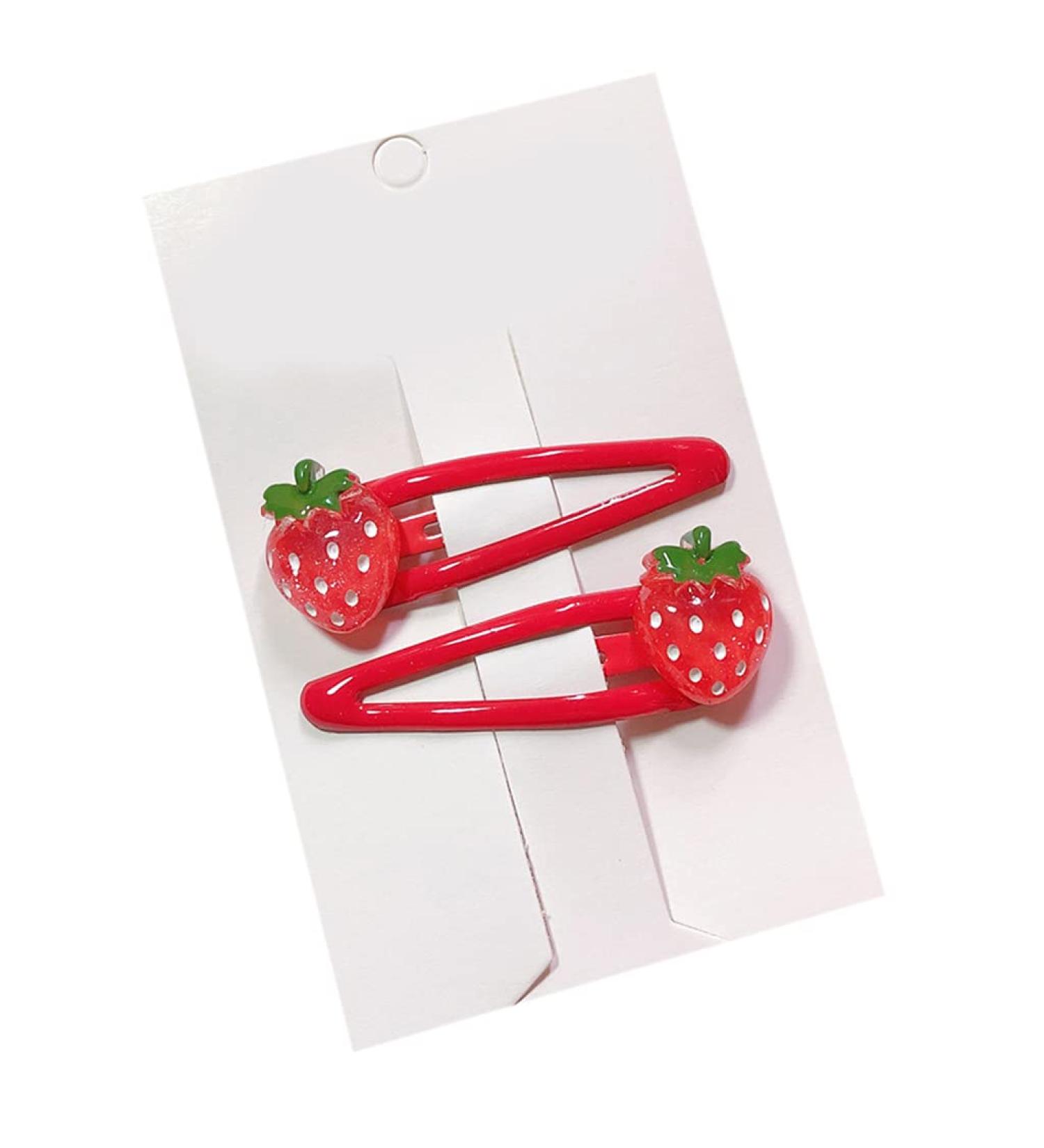 Buy Cute 3D Strawberry Cartoon Hair Clips for Kids | Snap Hair Pin Accessories for Styling - Buy Online on GoSupps.com