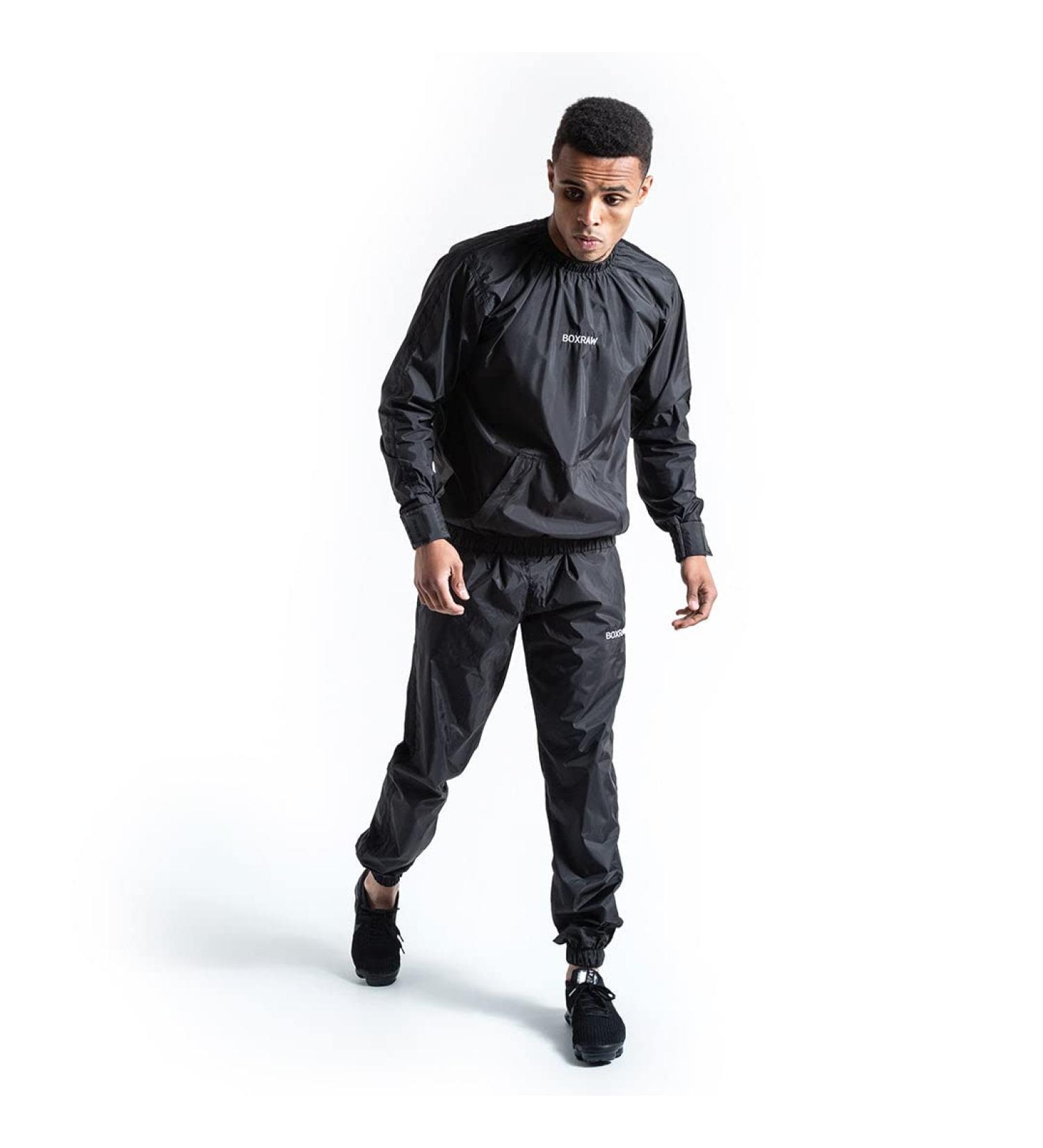 BOXRAW Hagler Professional Sauna Suit 1.0 X-Large Black - Weight Loss Sweat Suit for Boxing MMA Training & Gym - Buy Online on GoSupps.com