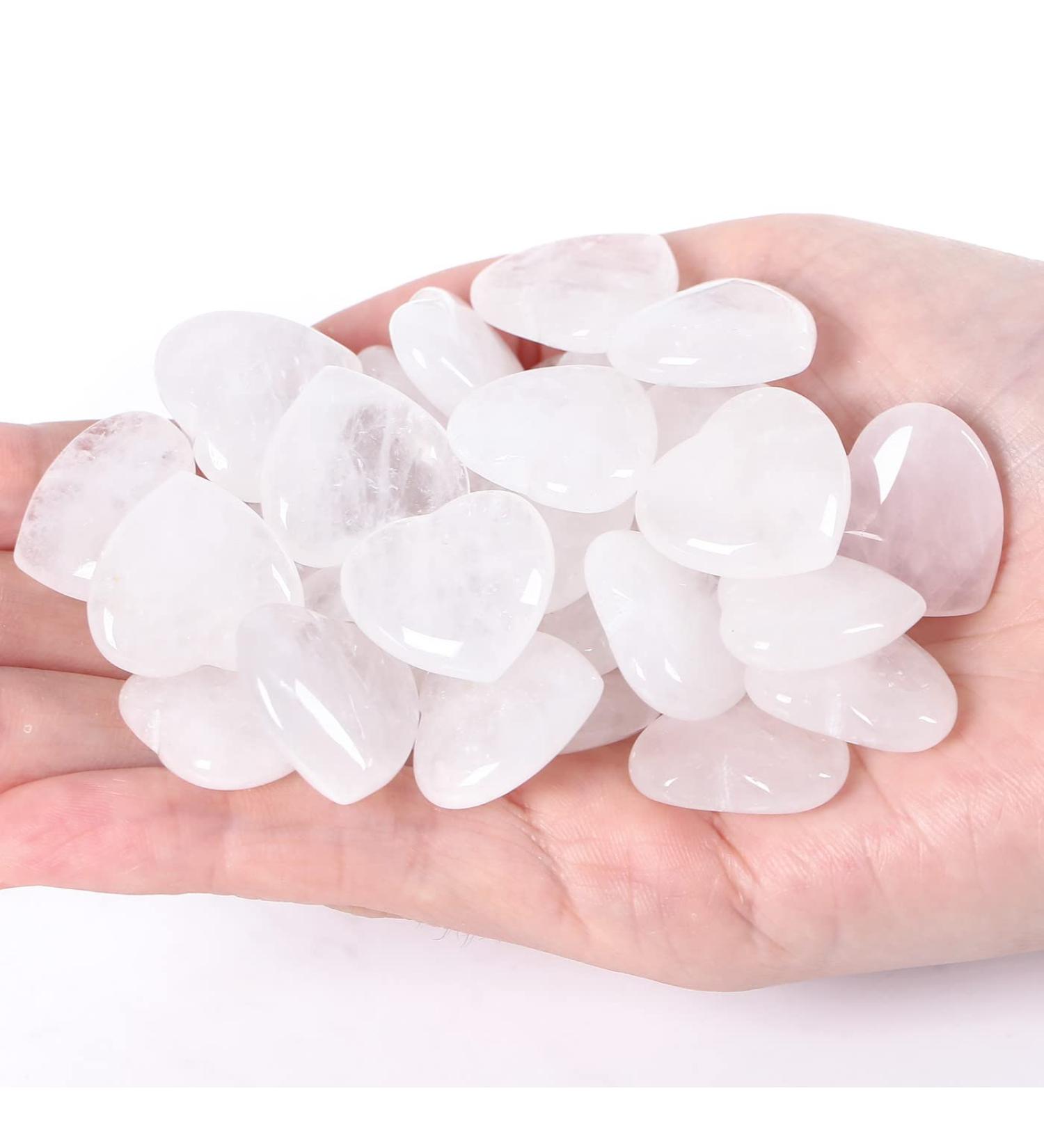 XIANNVXI 20 Pcs Clear Quartz Crystal Heart Stones - Natural Healing Gemstones for Energy Balancing and Meditation | Reiki Crystal Gifts - Buy Online on GoSupps.com