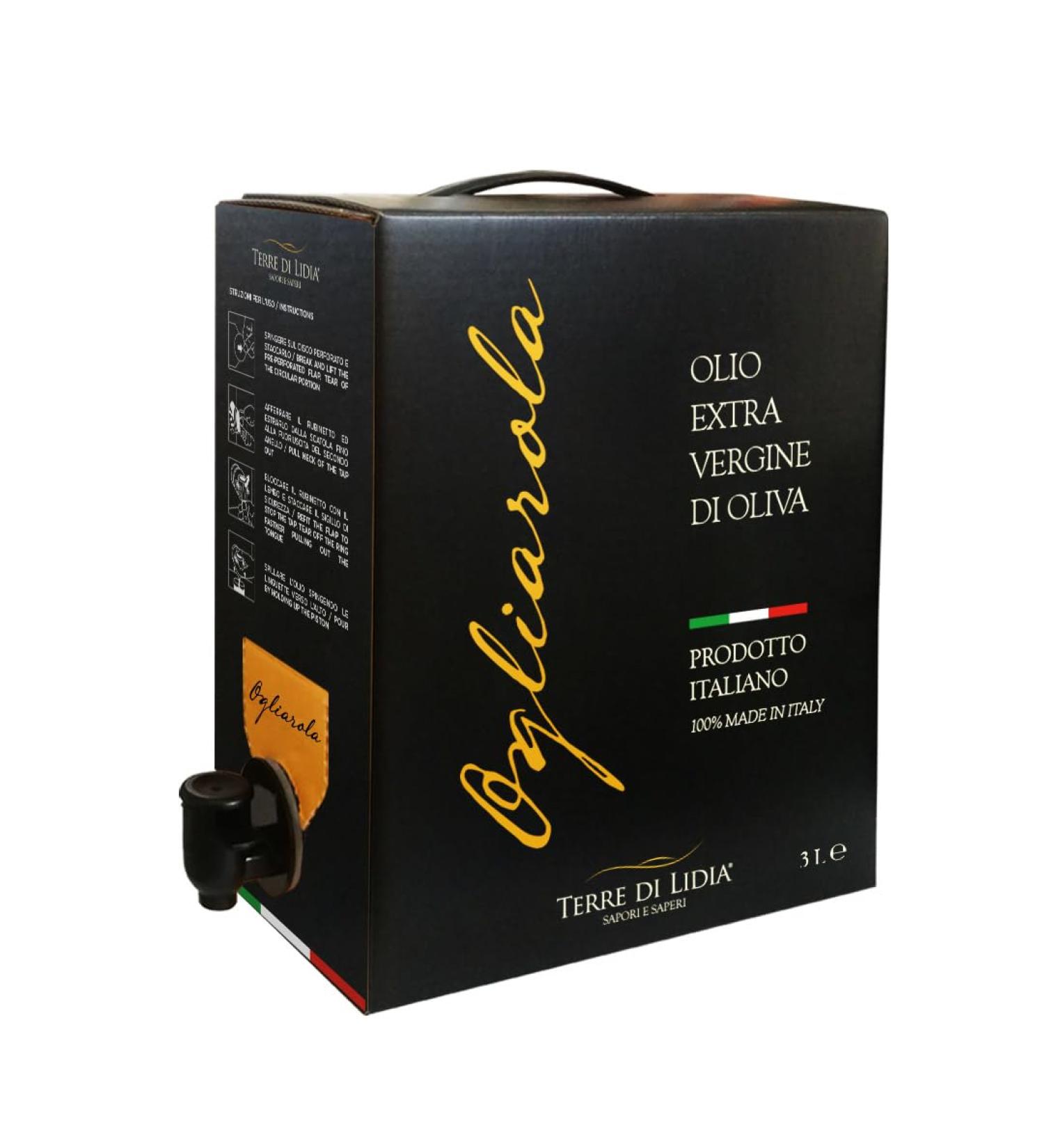 Terre Di Lidia - 1 x of 3 Liters - Extra virgin olive oil - Mor - Bag in Box 3 L - 100% Italian product - Cultivar Ogliarola Campaign 2023/2024 - Buy Online on GoSupps.com