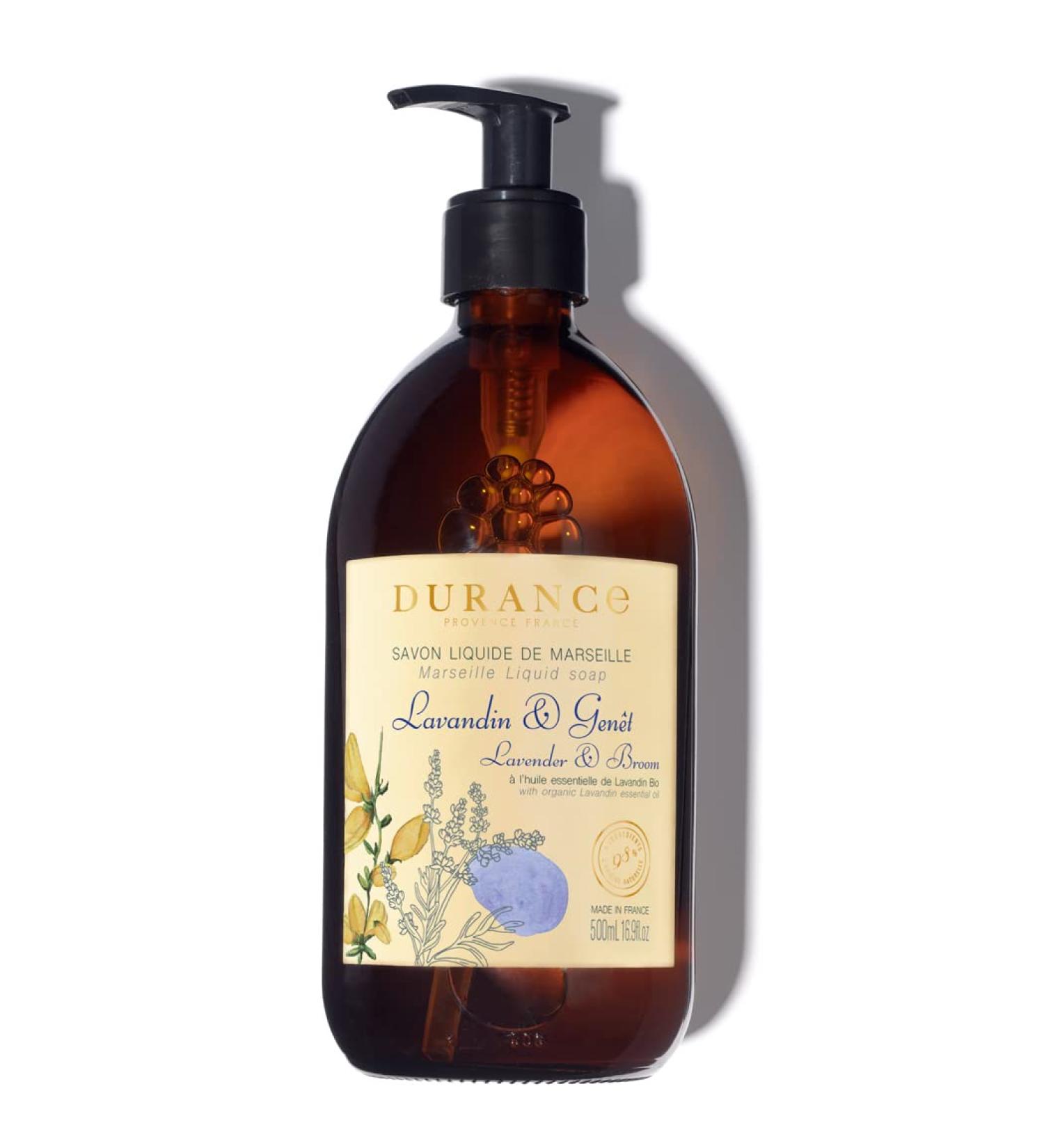 Durance Lavender & Broom Marseille Liquid Soap 500ml Paraben-Free Hand & Body Wash With Olive Oil & Red Rice Extract Vegan Friendly Shower Gel - Buy Online on GoSupps.com