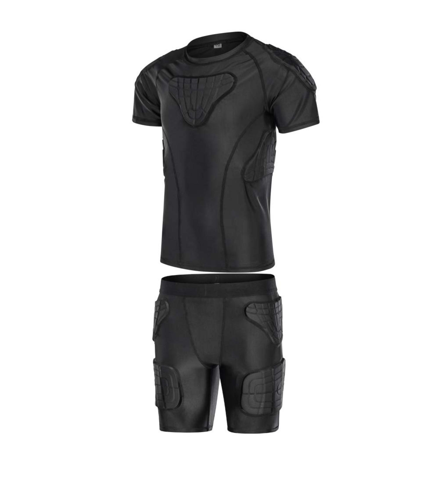 TUOY Youth Boys Padded Protective Shirts + Shorts | Black Padded Shirt+Short X-Large - Buy Online on GoSupps.com