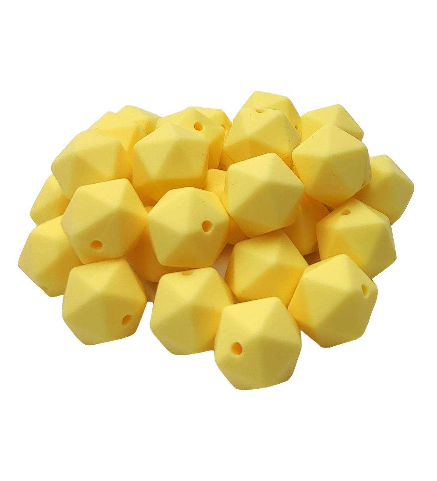 50pcs Custard Yellow Color 17mm Silicone Icosahedron Beads Silicone Pearl Beads Silicone Geometry Polygon Beads Mom Jewelry Necklace Making - Buy Online on GoSupps.com