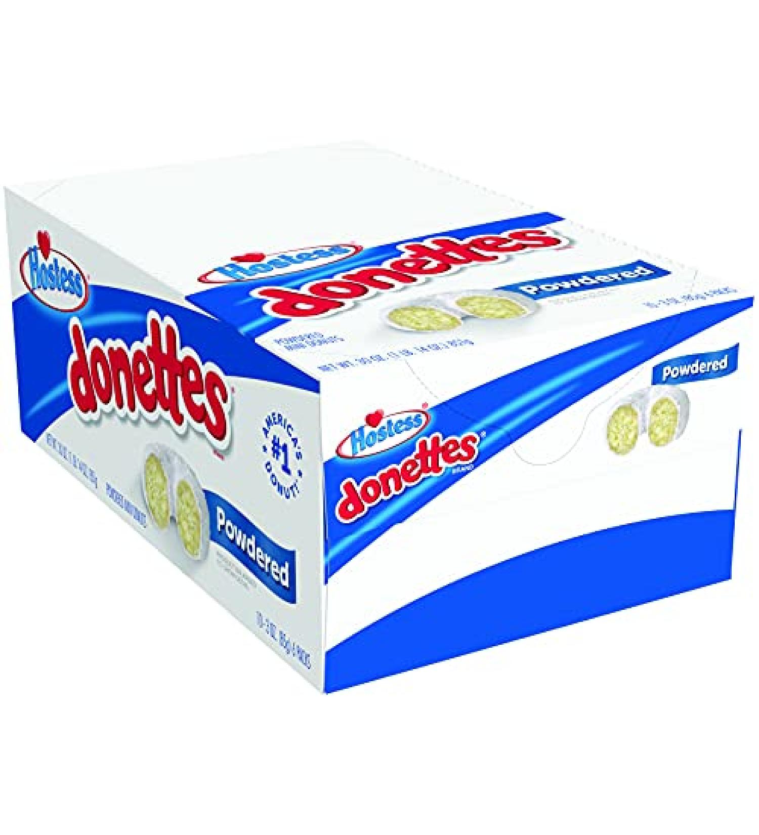 Hostess Donettes Mini Powdered Donuts - 3oz Pack of 10 | Sweet Snack Treat - Buy Online on GoSupps.com